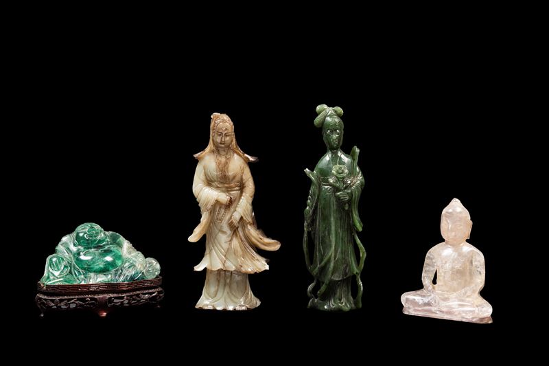 QUATTRO SCULTURE IN PIETRA DURA