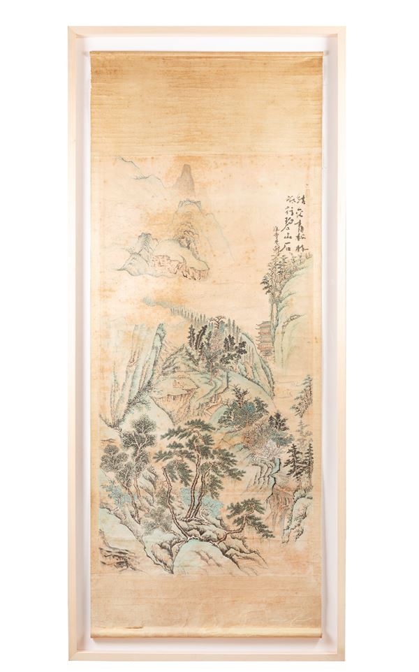 A LARGE PAINTING ON PAPER