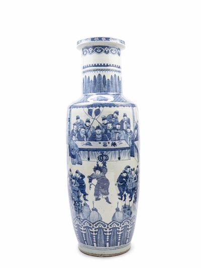 Enorme Vaso in Porcellana Bianca e Blu