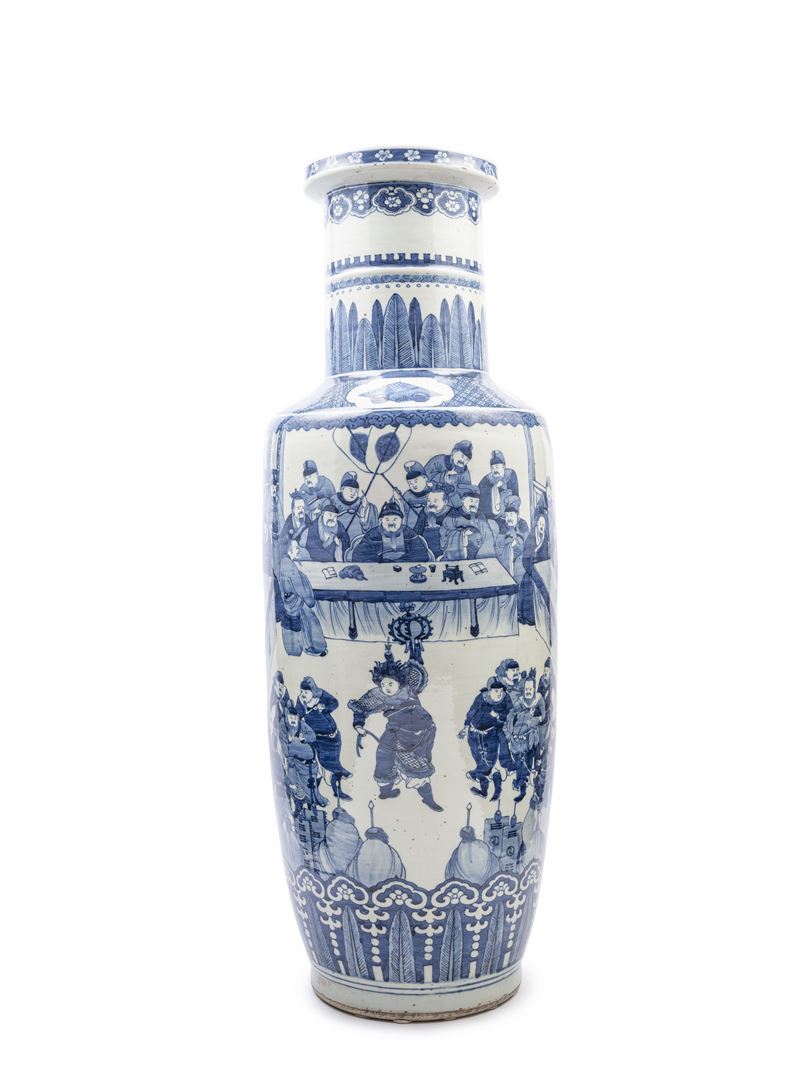 Enorme Vaso in Porcellana Bianca e Blu