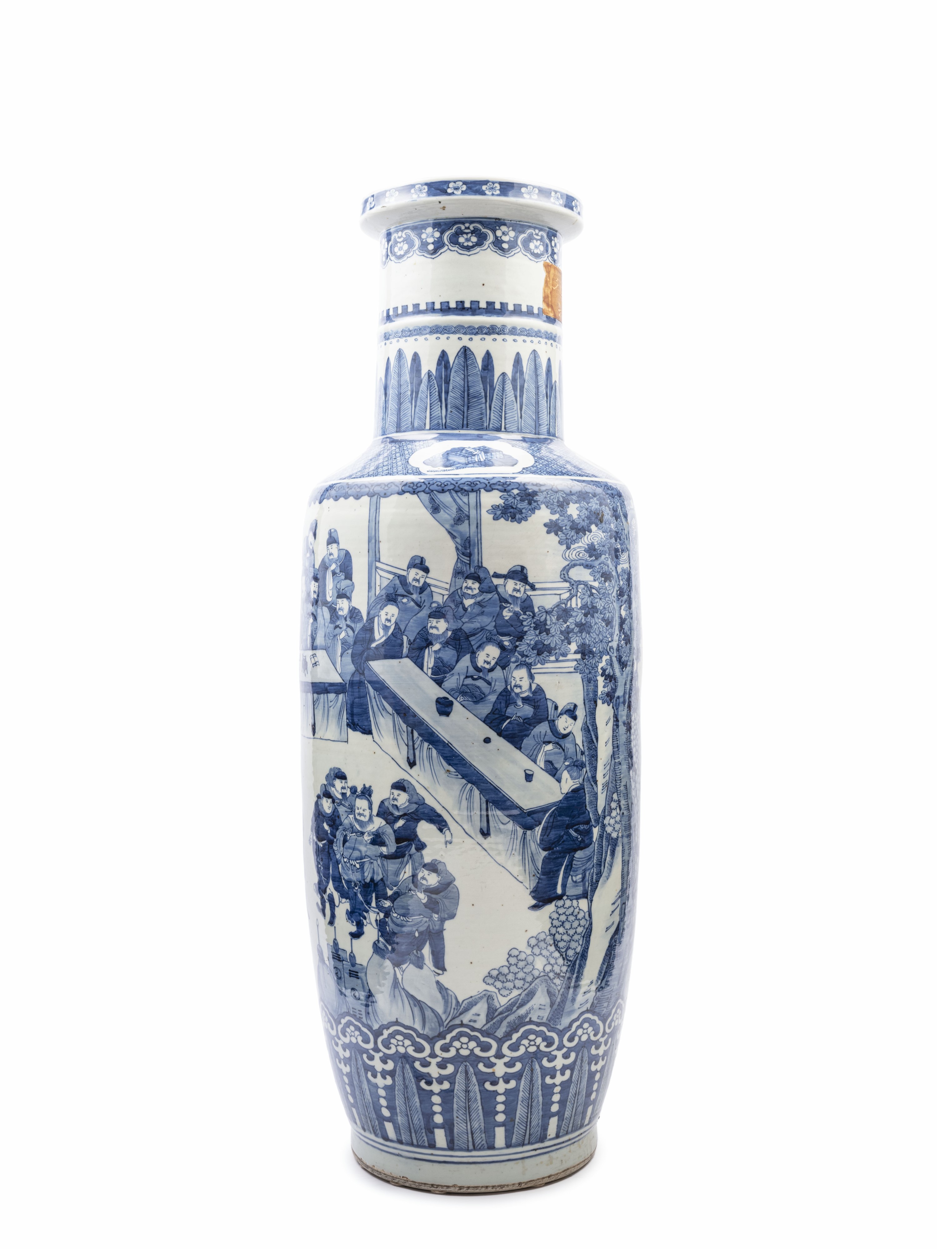 Enorme Vaso in Porcellana Bianca e Blu