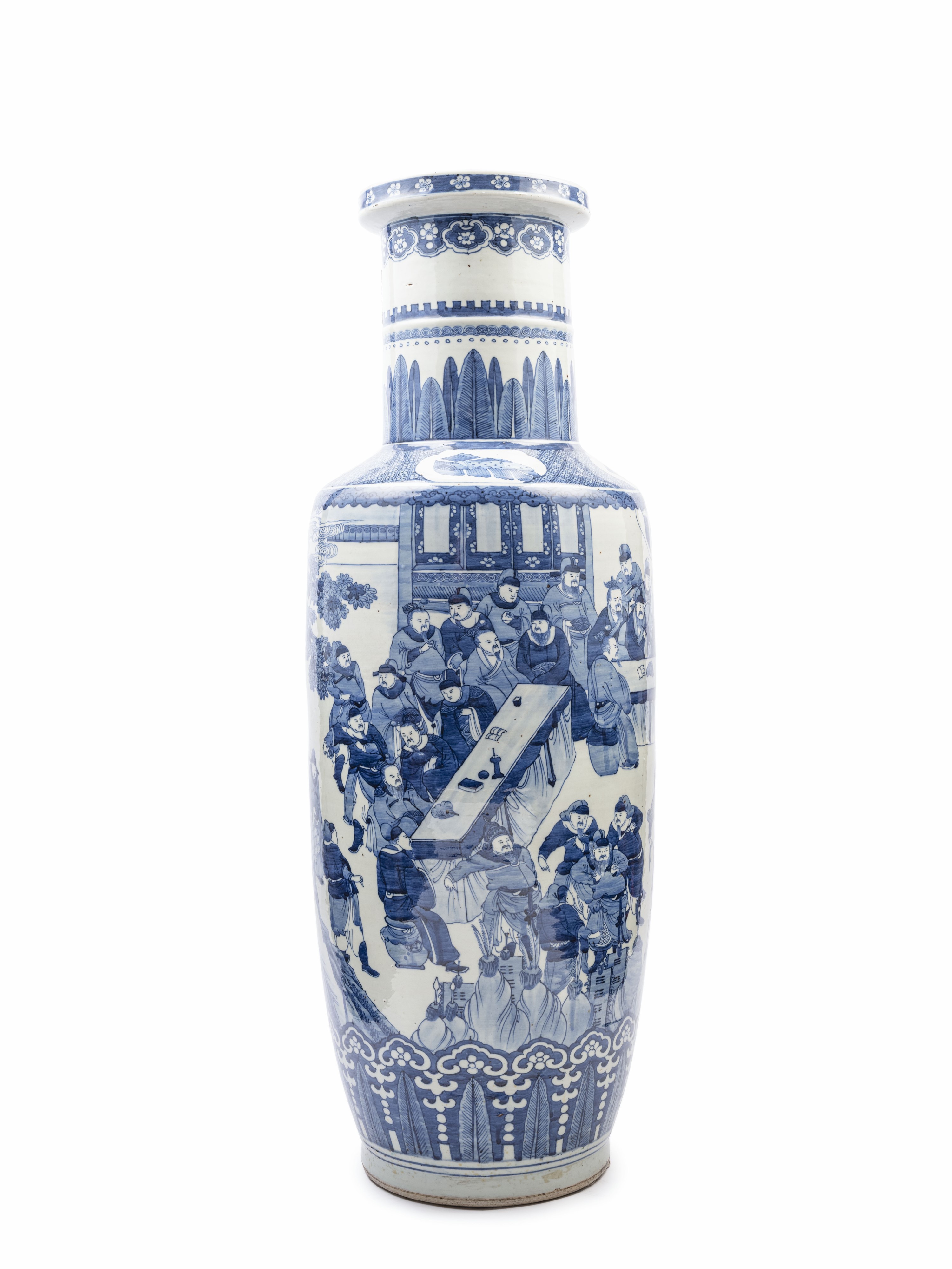 Enorme Vaso in Porcellana Bianca e Blu