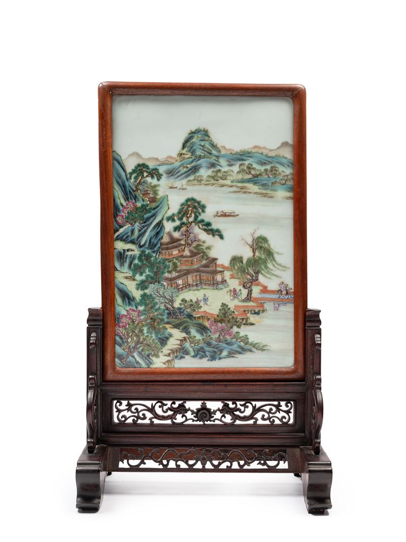 Screen da Tavolo in Porcellana Famiglia Rosa