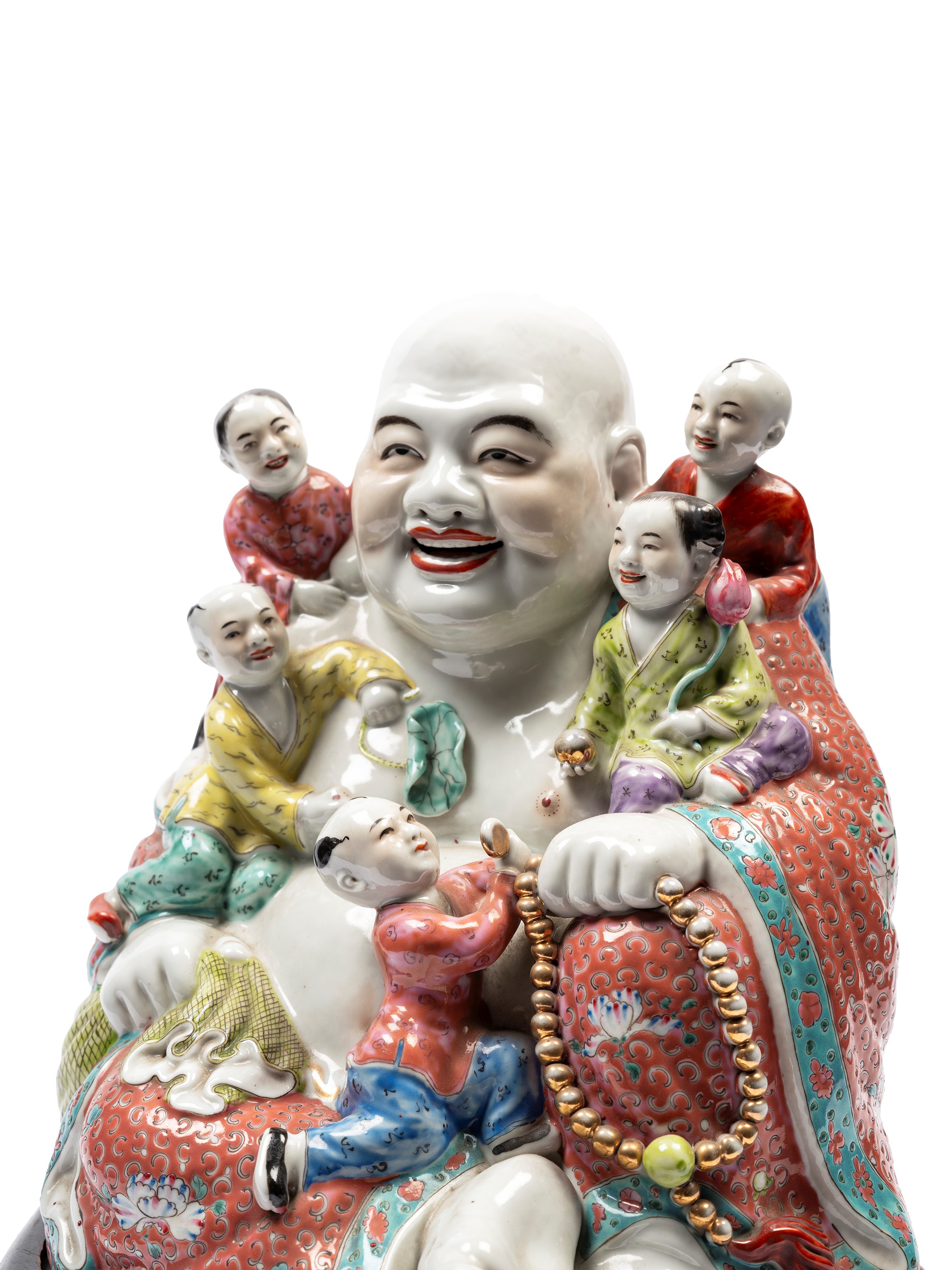 BUDDA IN PORCELLANA FAMIGLIA ROSA