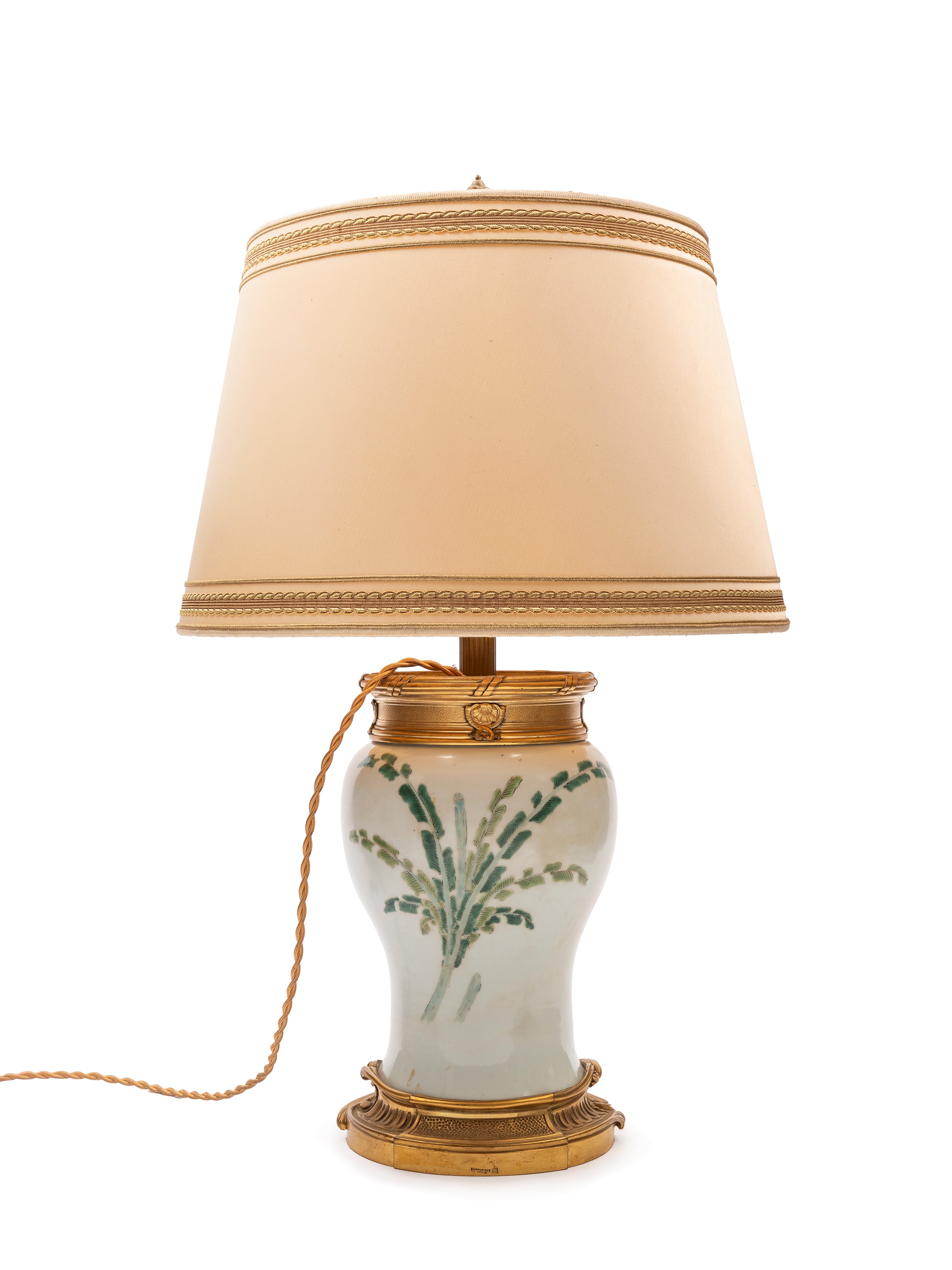 VASO IN PORCELLANA FAMIGLIA ROSA MONTATO A LAMPADA