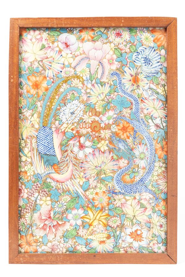 PLACCA IN PORCELLANA FAMIGLIA ROSA