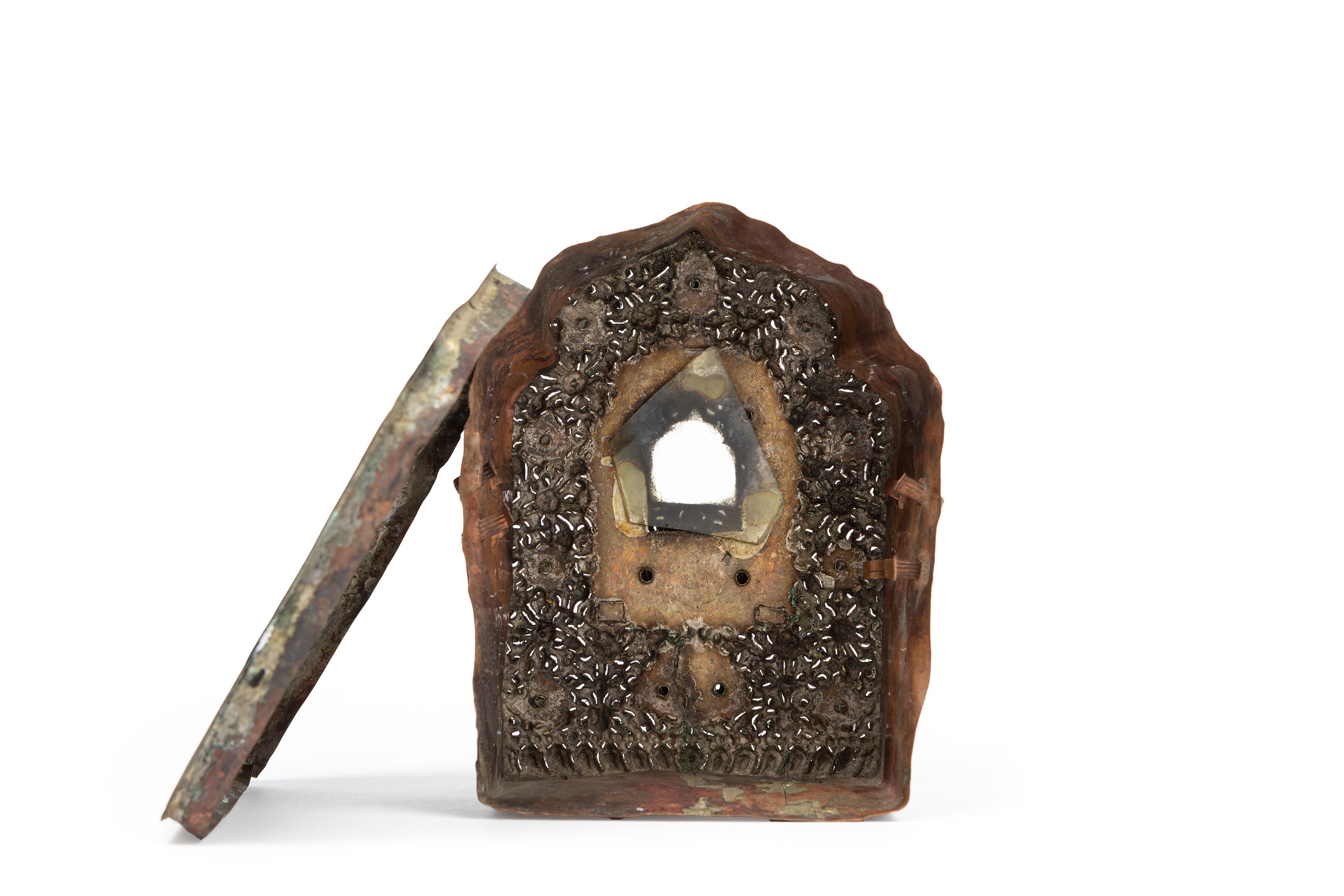 SCATOLA GAU DA PREGHIERA IN RAME DORATO E ARGENTATO