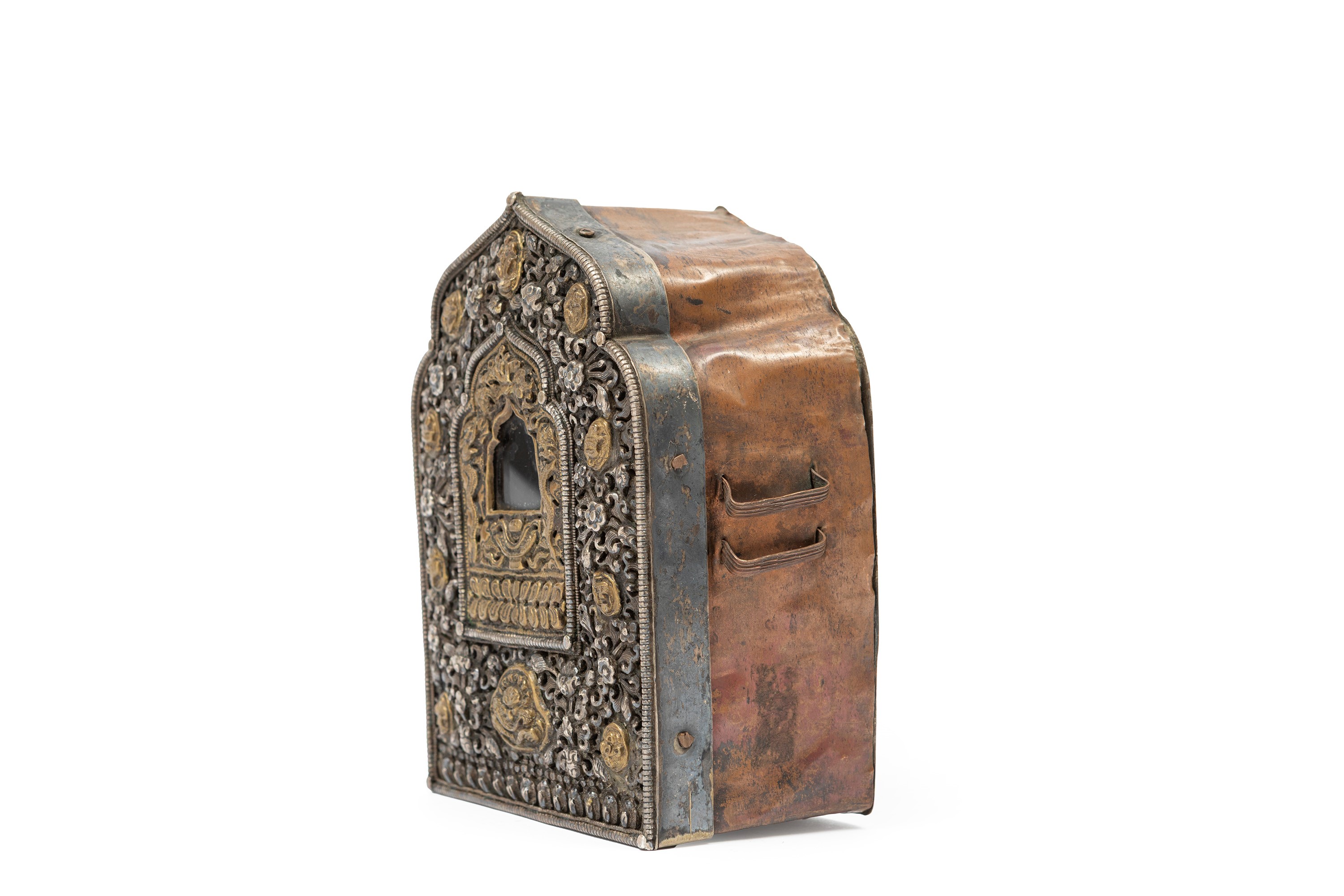 SCATOLA GAU DA PREGHIERA IN RAME DORATO E ARGENTATO