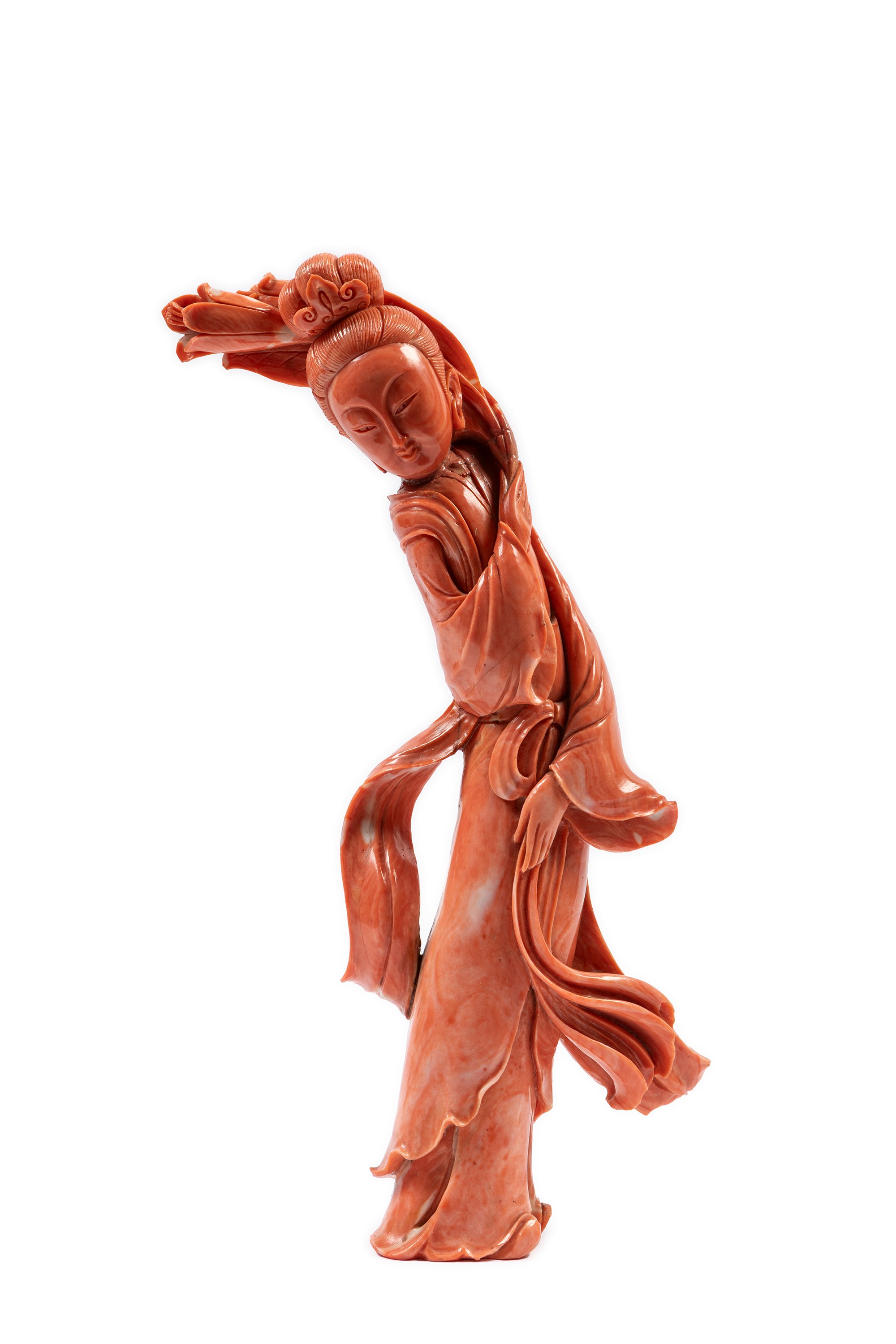 ☼GRANDE SCULTURA IN CORALLO ROSSO MOMO O CERASUOLO