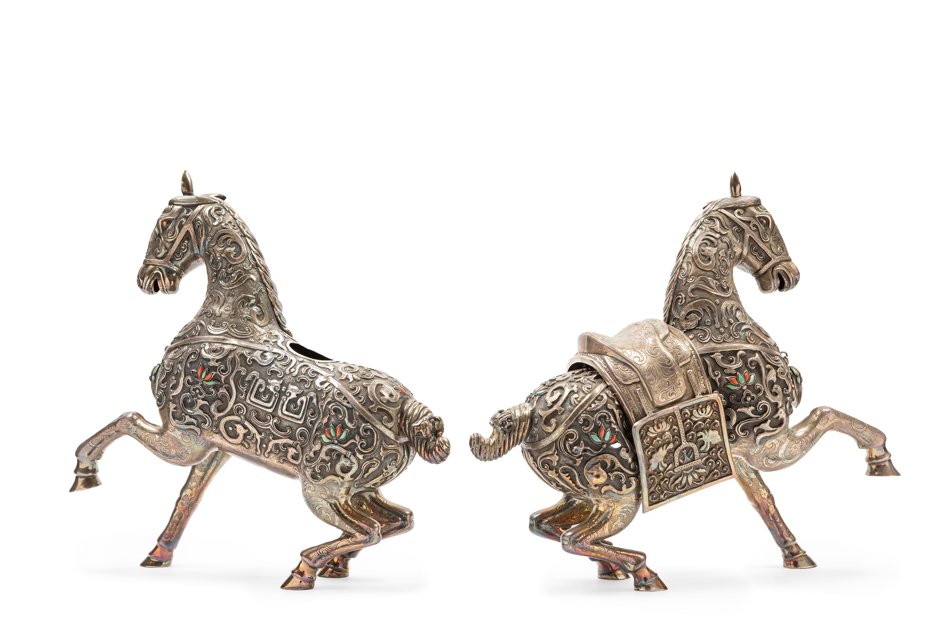 Coppia di Cavalli in Argento