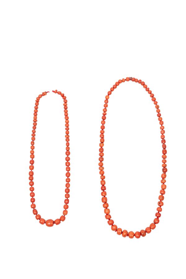 ☼TWO CORAL NECKLACE