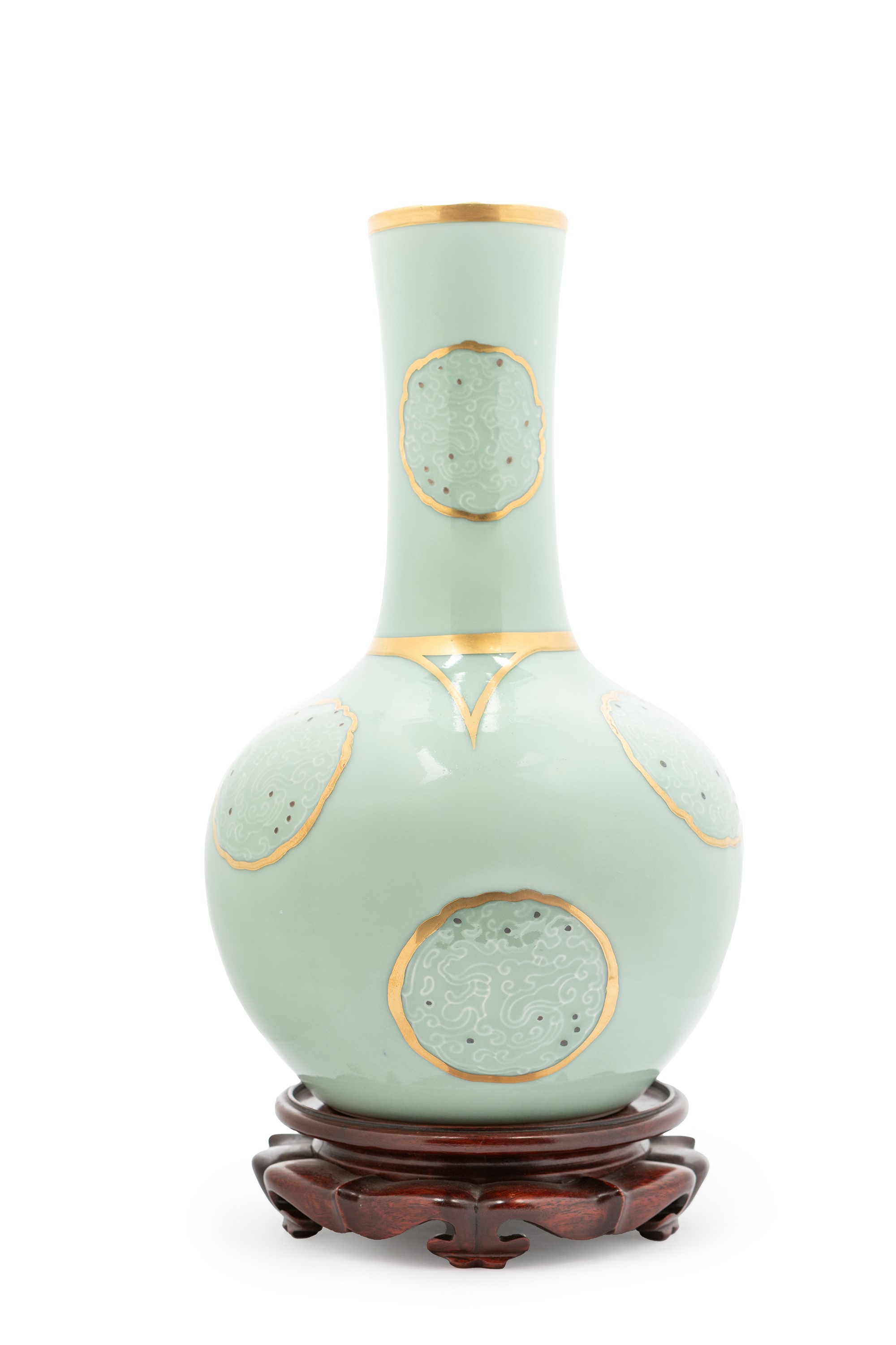 Vaso in Porcellana Celadon e Dorato
