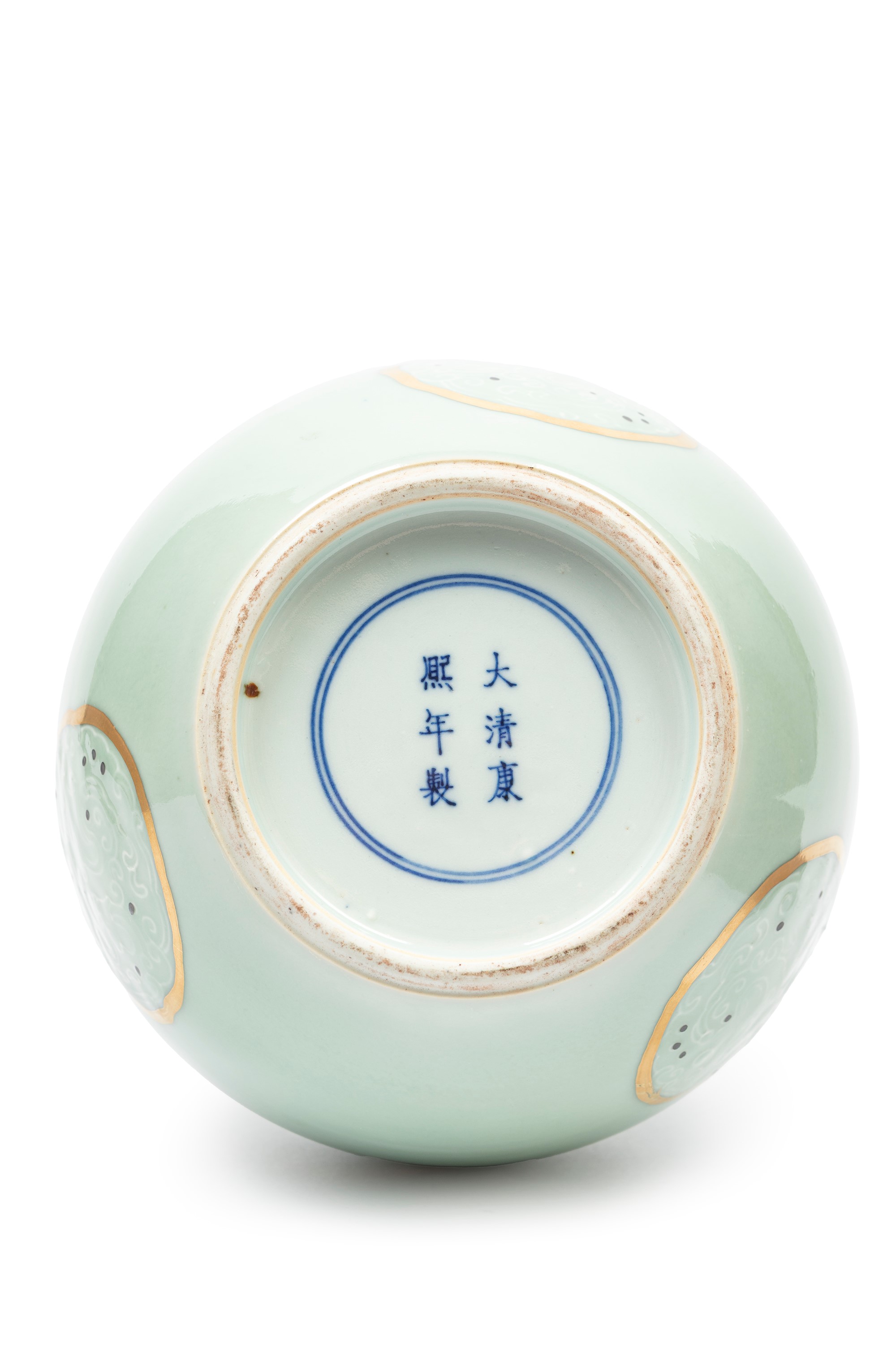 Vaso in Porcellana Celadon e Dorato