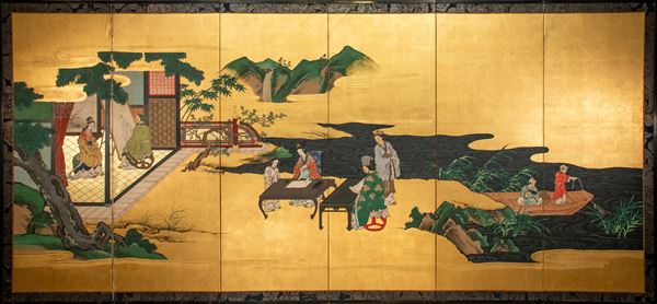 PARAVENTO A SEI PANNELLI  (Giappone, periodo Meiji (1868-1912))  - Asta Fine Asian Art - Marcopolo srl - Marcopolo Asian Art Auction Milano
