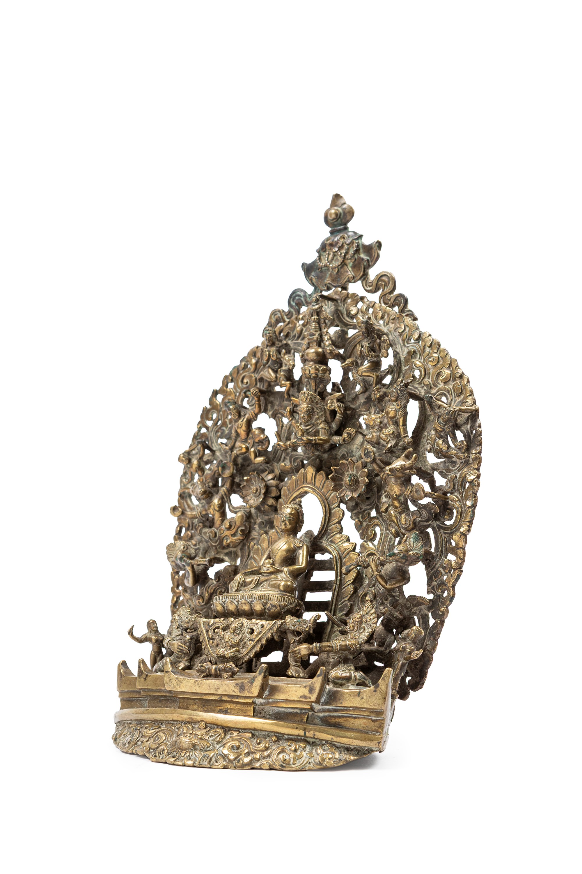 Raro Gruppo in Bronzo Centrato da Buddha