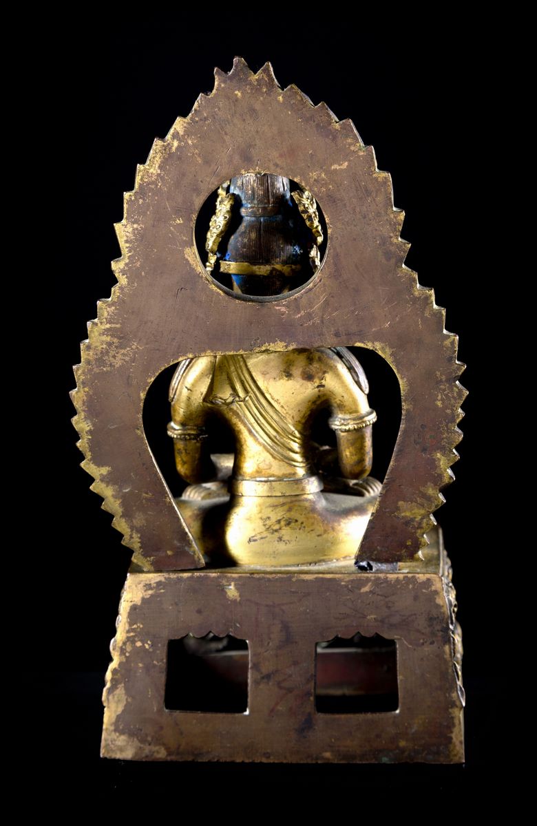 BUDDHA AMITAYUS IN BRONZO DORATO CON FIAMMA