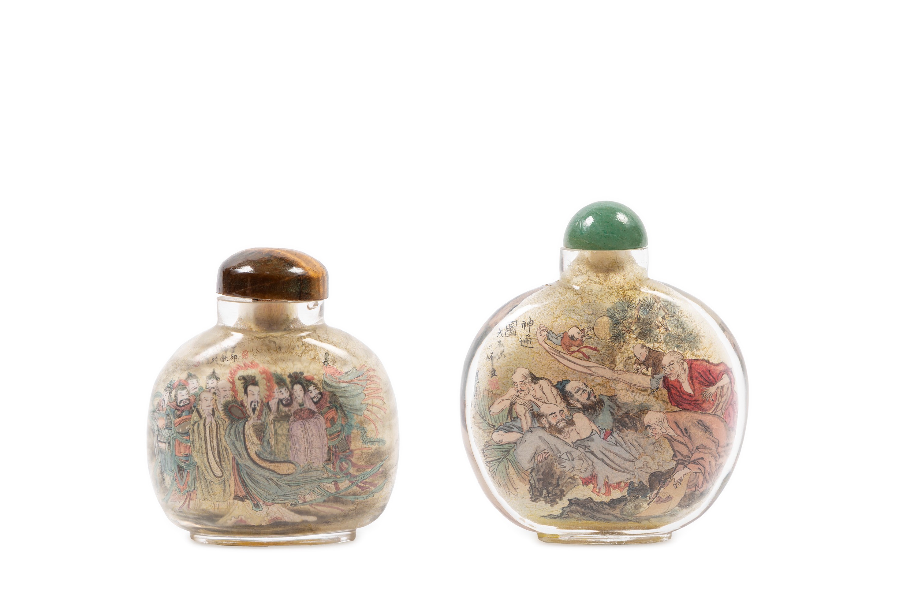 DUE GRANDI SNUFF BOTTLE IN VETRO