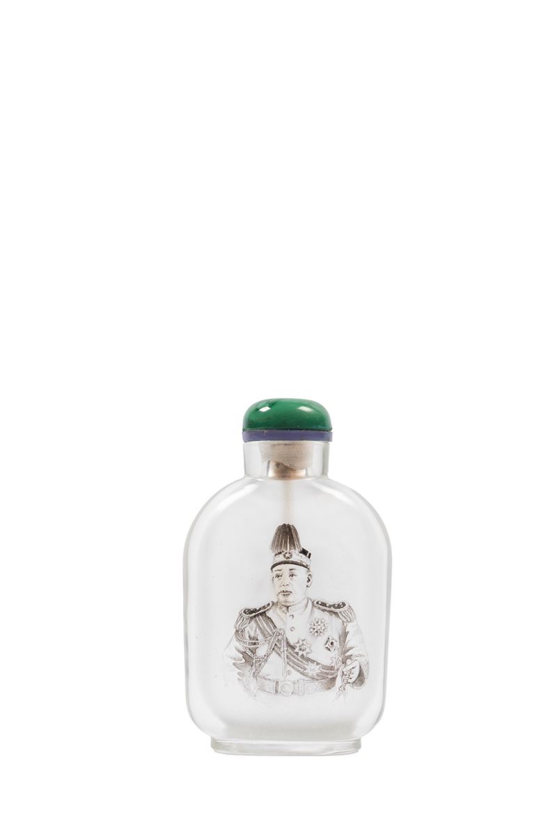 SNUFF BOTTLE IN VETRO DIPINTO FIRMATA MA SHAOXUAN