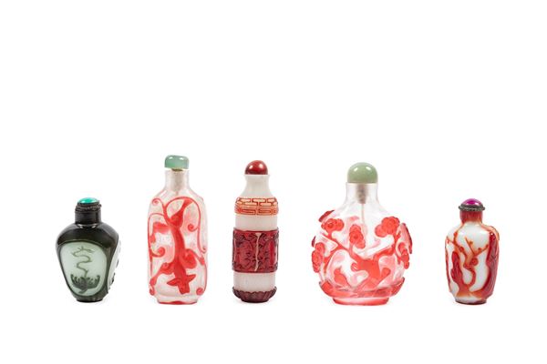 CINQUE SNUFF BOTTLES IN VETRO