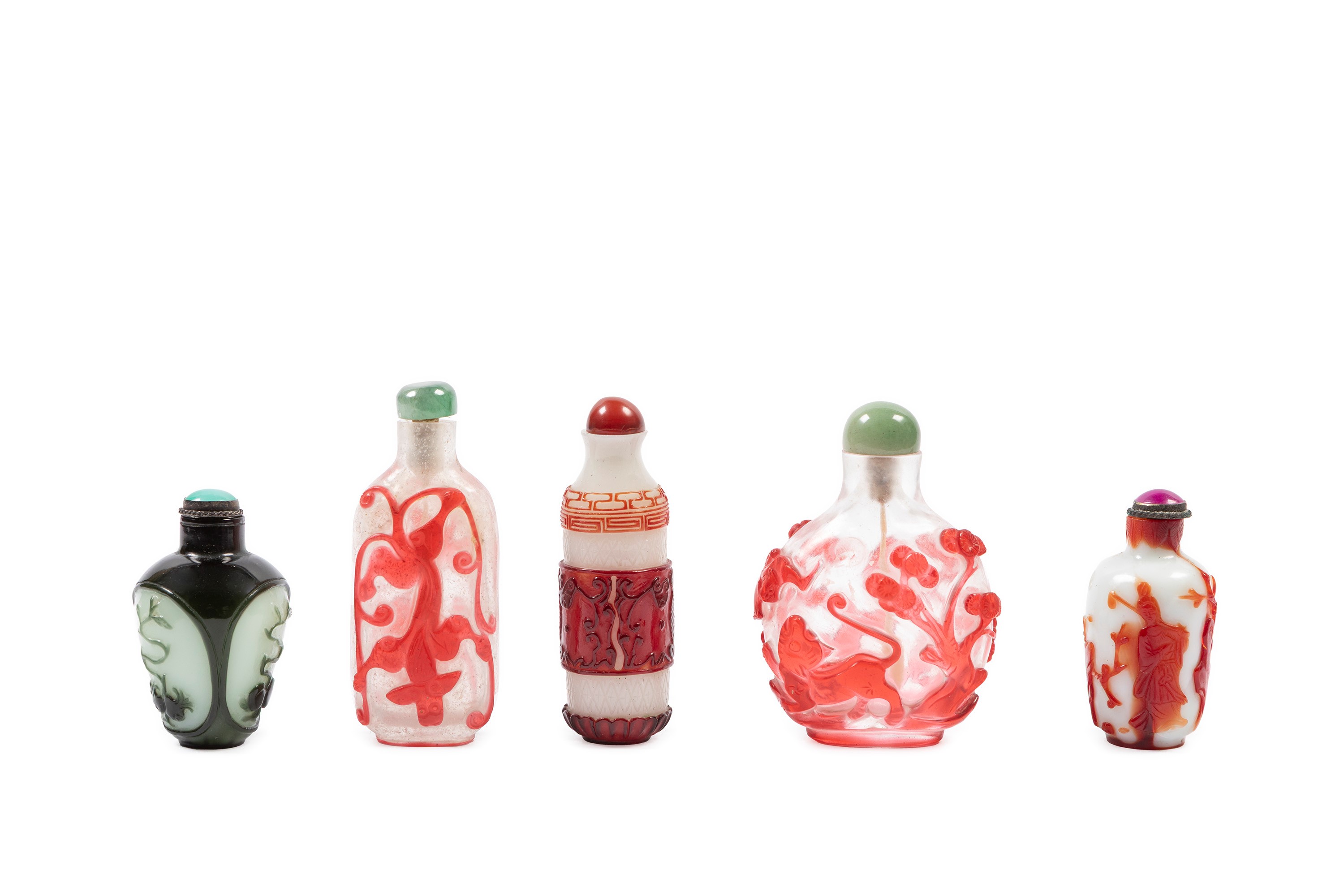 Cinque Snuff Bottles in Vetro
