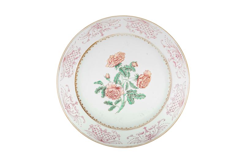 Grande Piatto in Porcellana Famiglia Rosa