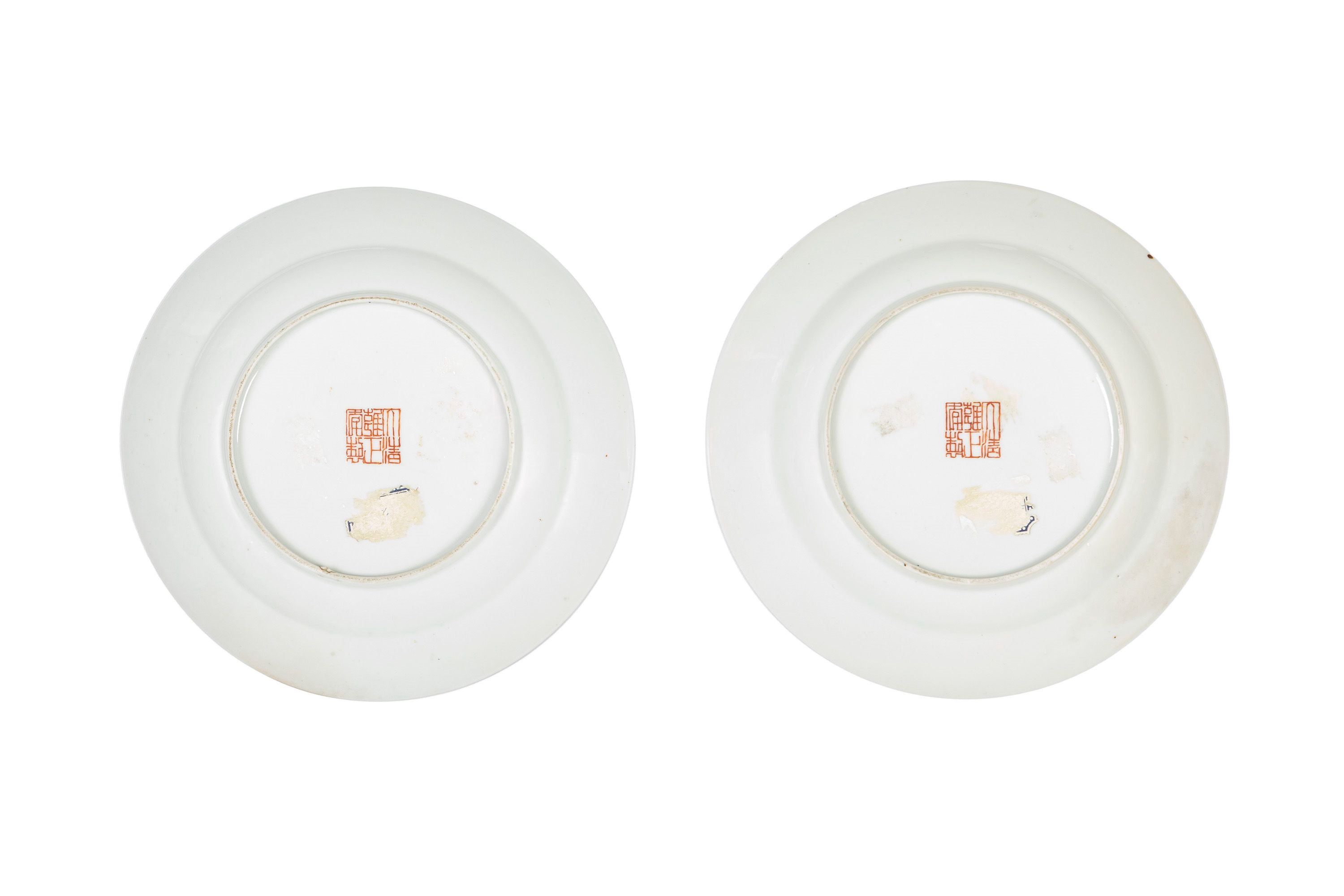 COPPIA DI PIATTI IN PORCELLANA FAMIGLIA ROSA