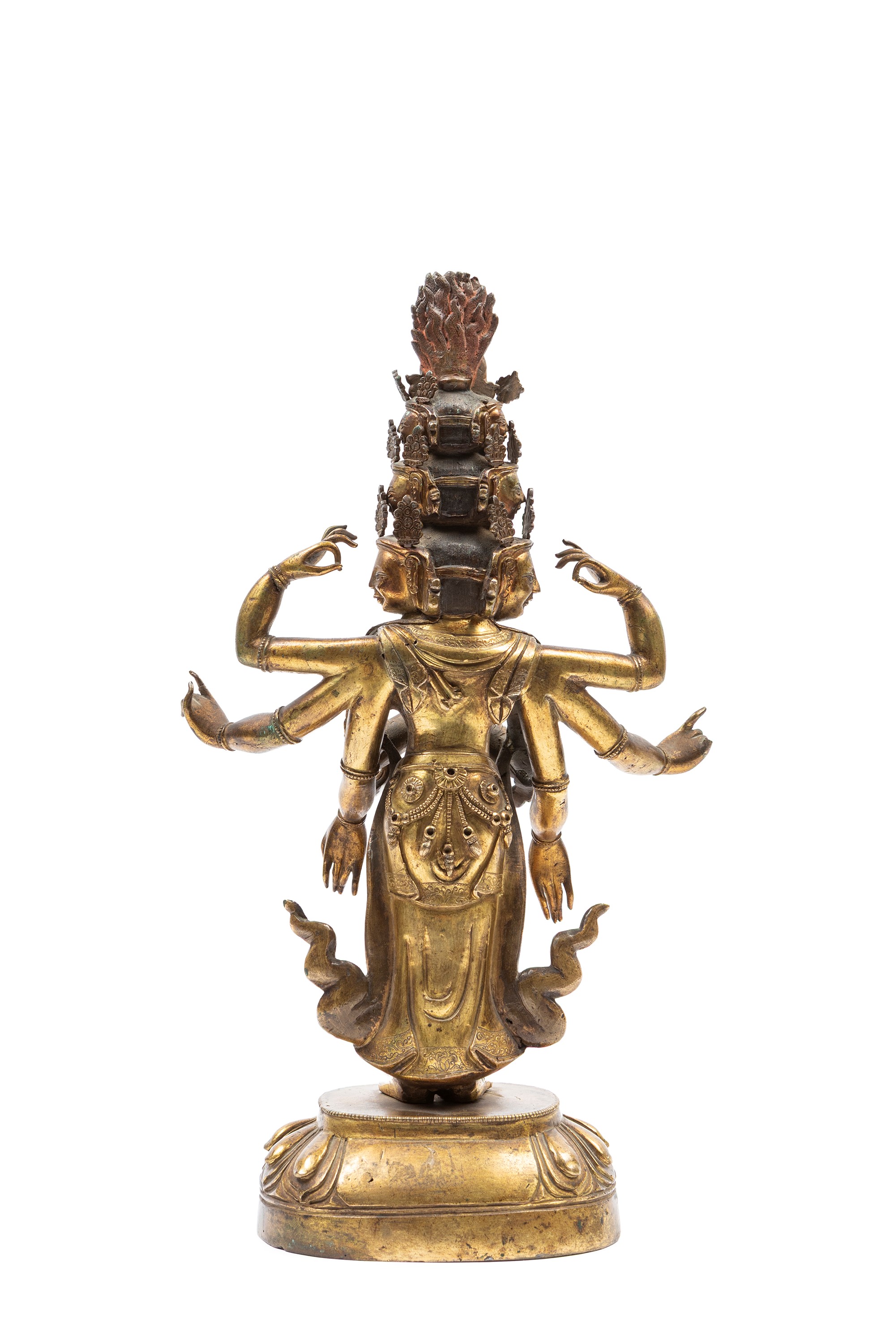 Figura di Avalokitesvara in Bronzo Dorato
