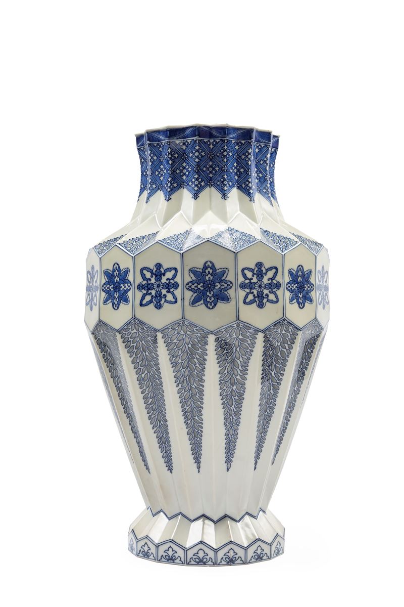 Grande Vaso in Porcellana Bianco e Blu