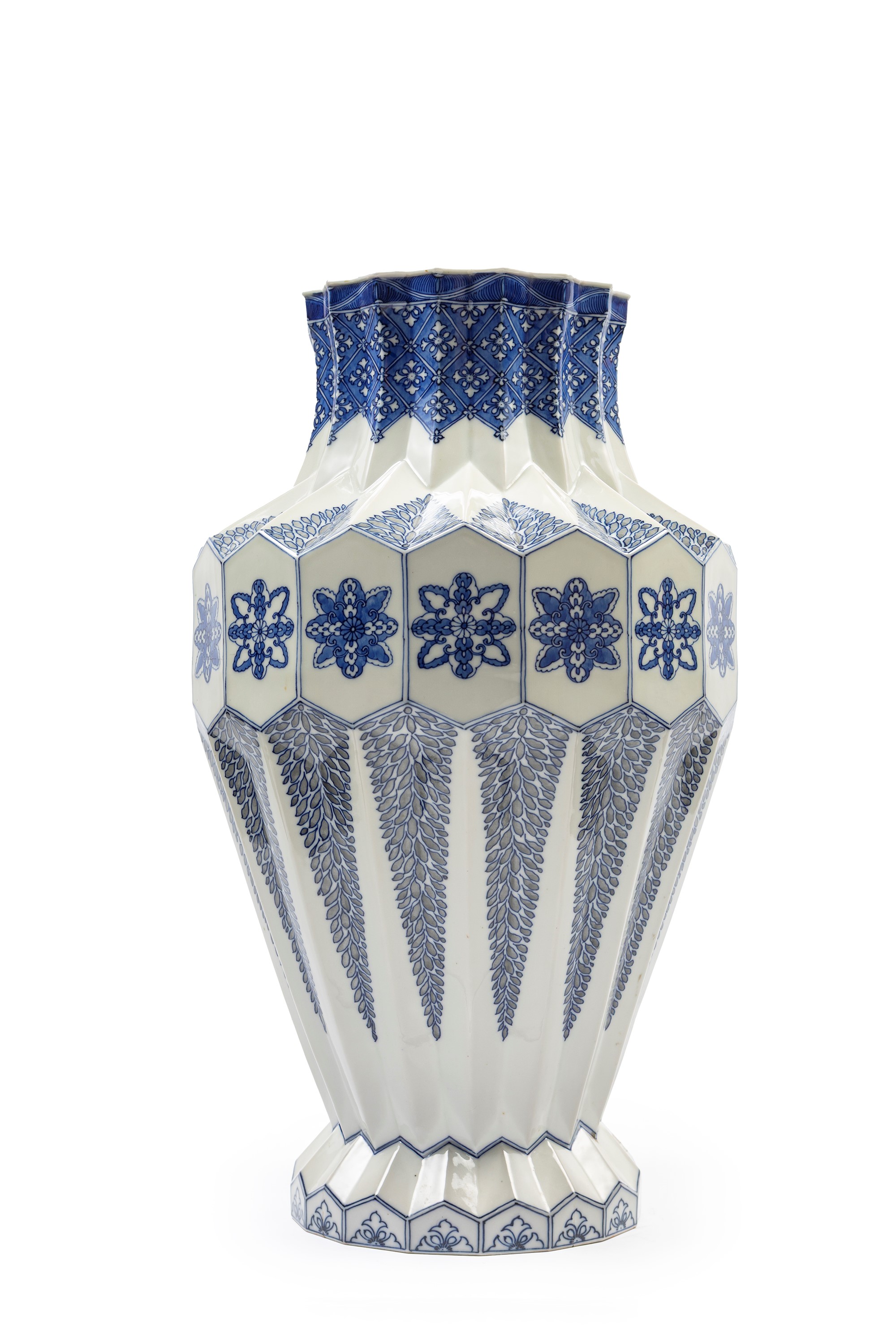 Grande Vaso in Porcellana Bianco e Blu