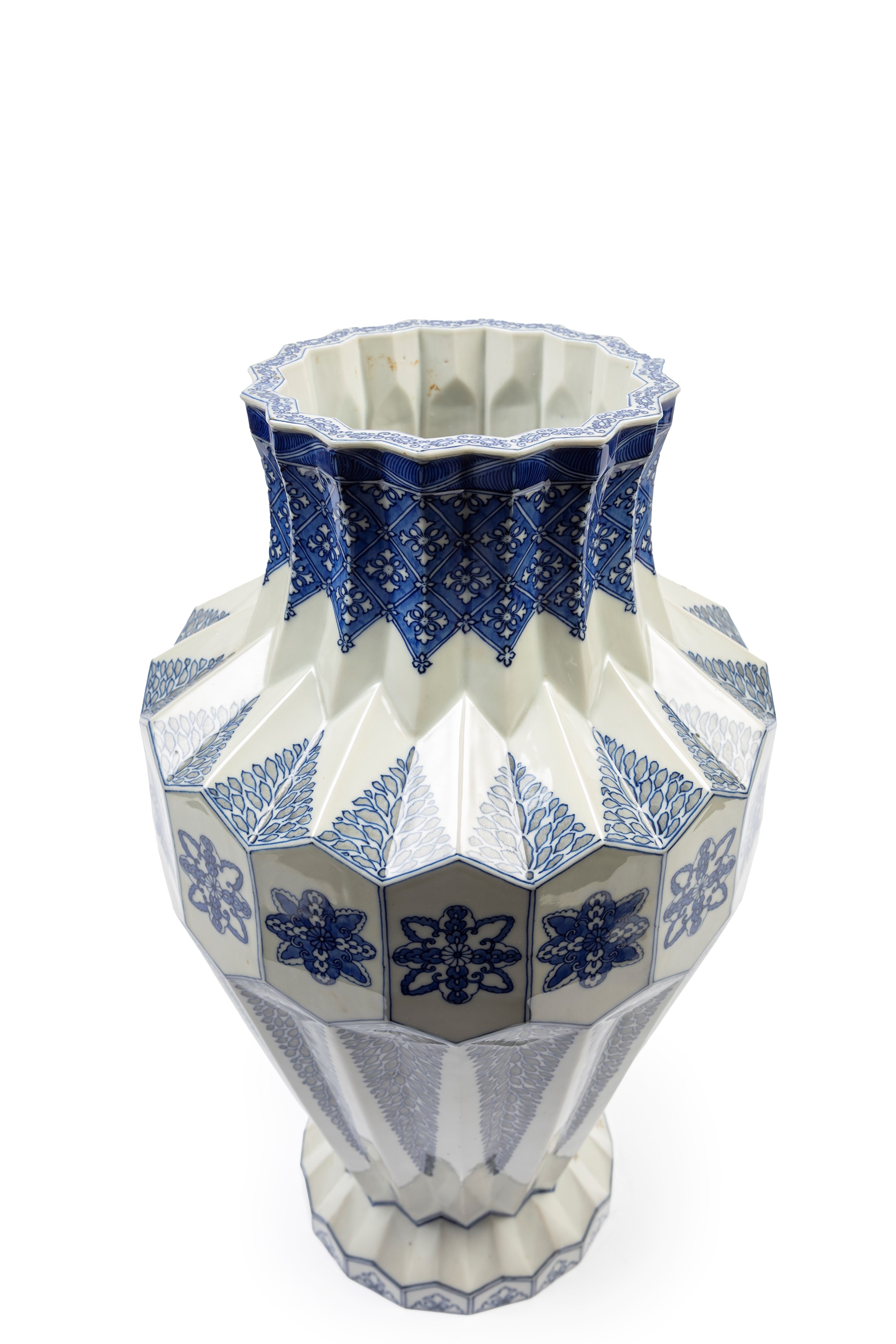Grande Vaso in Porcellana Bianco e Blu