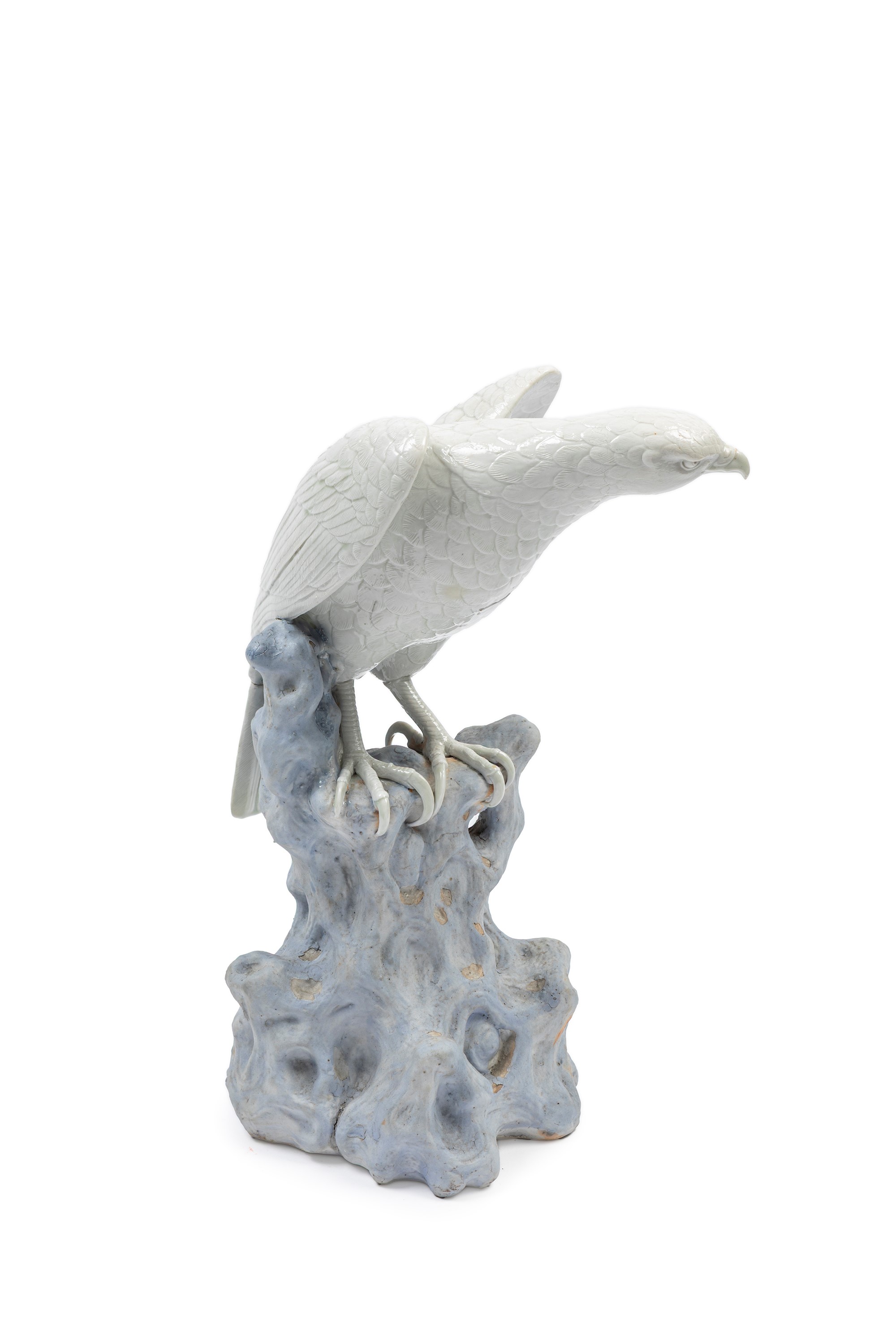 Grande Scultura in Porcellana Raffigurante Falco
