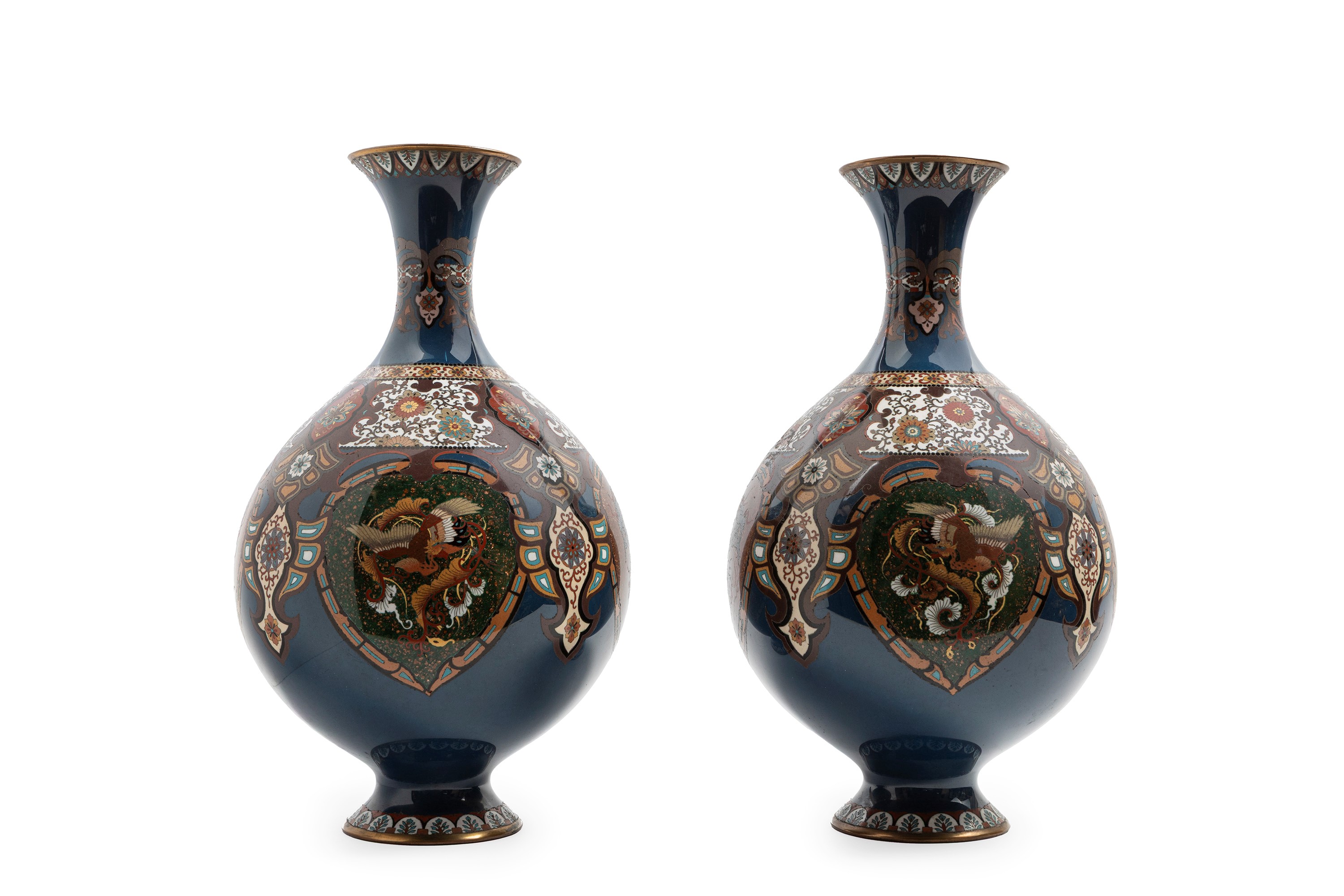 COPPIA DI VASI CLOISONNÉ