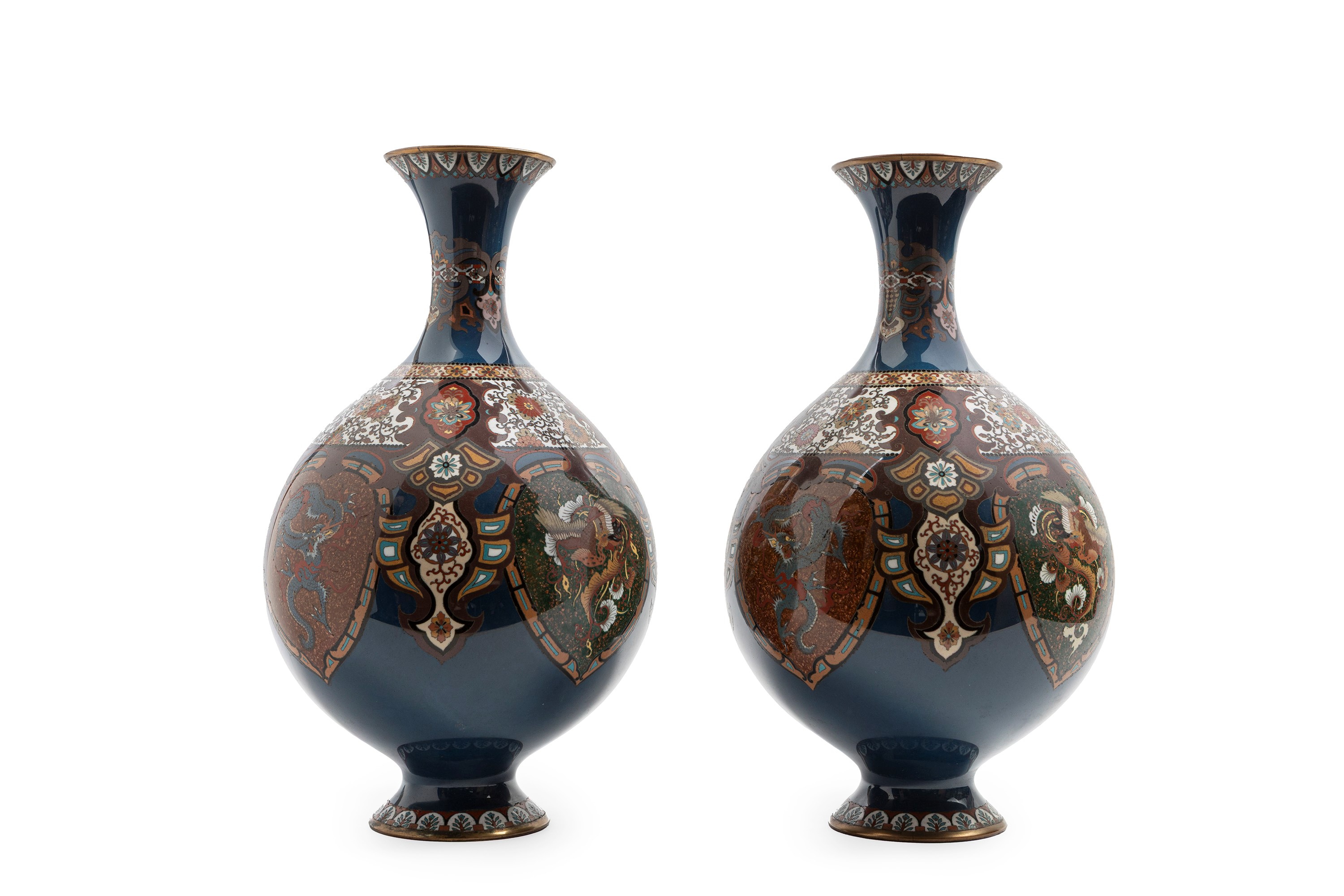 COPPIA DI VASI CLOISONNÉ