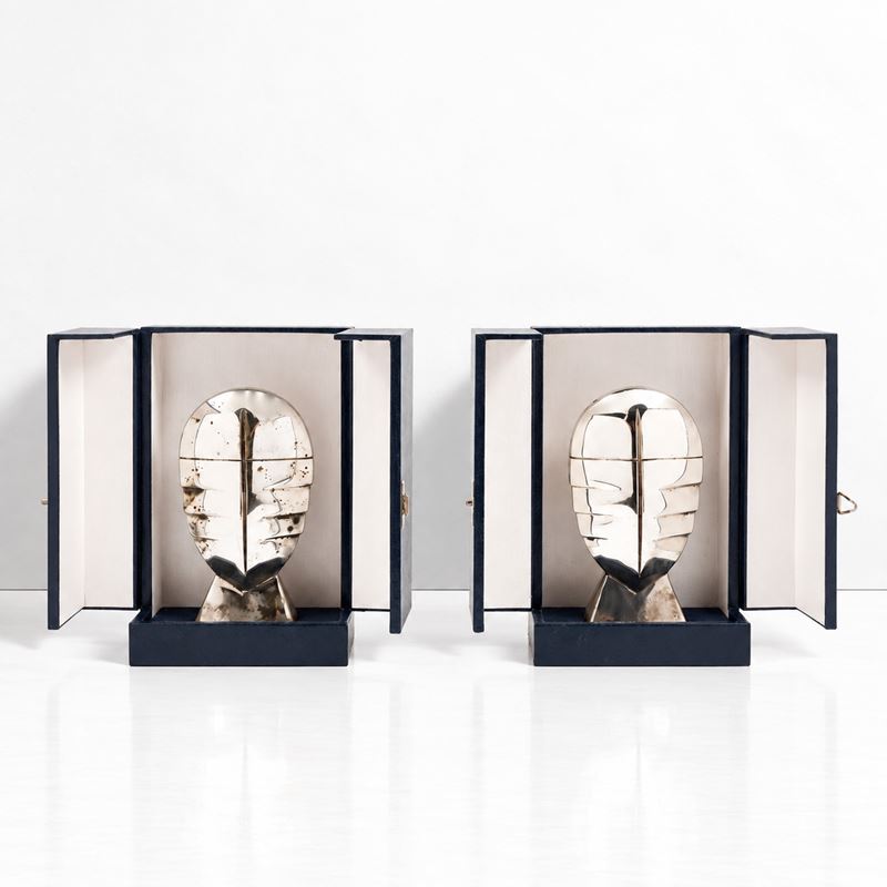 Pierre Cardin - Coppia di sculture in argento (anni ’90 ca.), h 15,5 cm