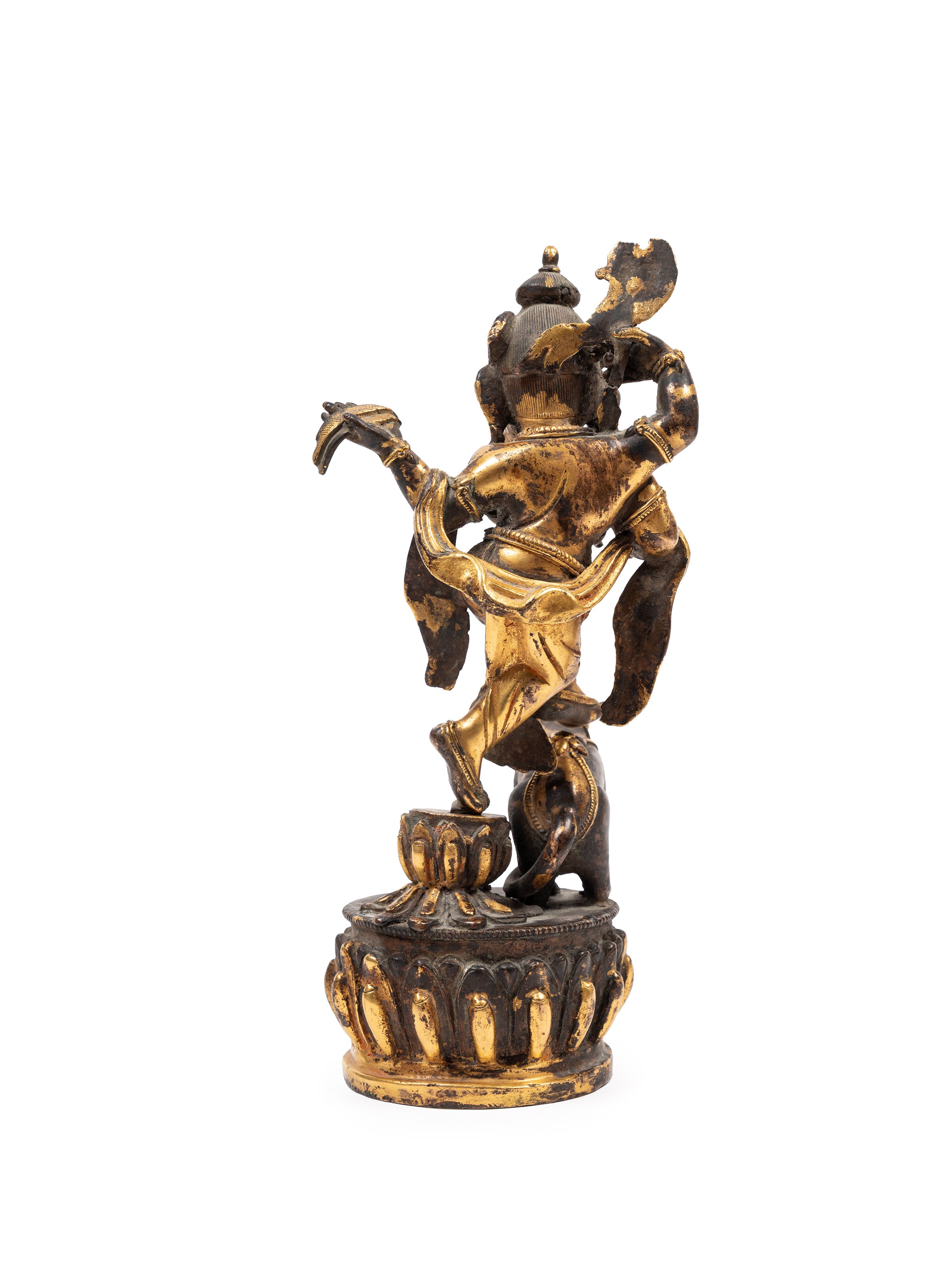 Scultore Himalayan del XIX secolo, Figura in bronzo dorato di Ganesha