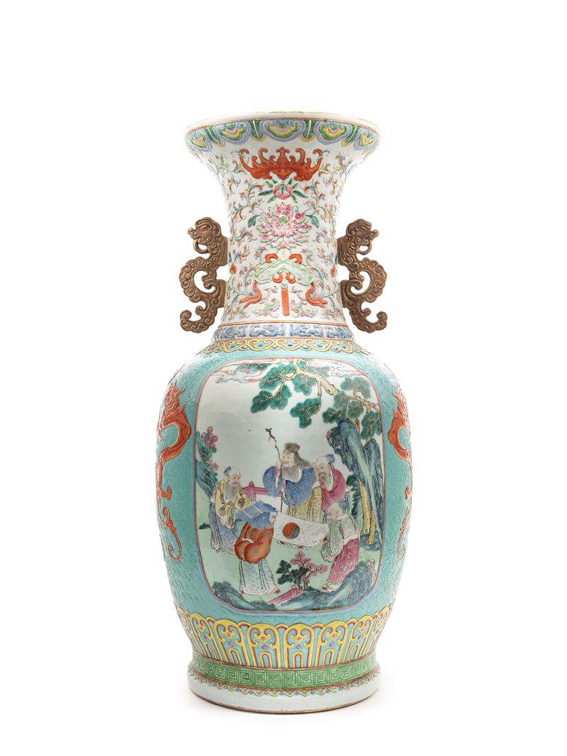 GRANDE E RARO VASO IN PORCELLANA FAMIGLIA ROSA