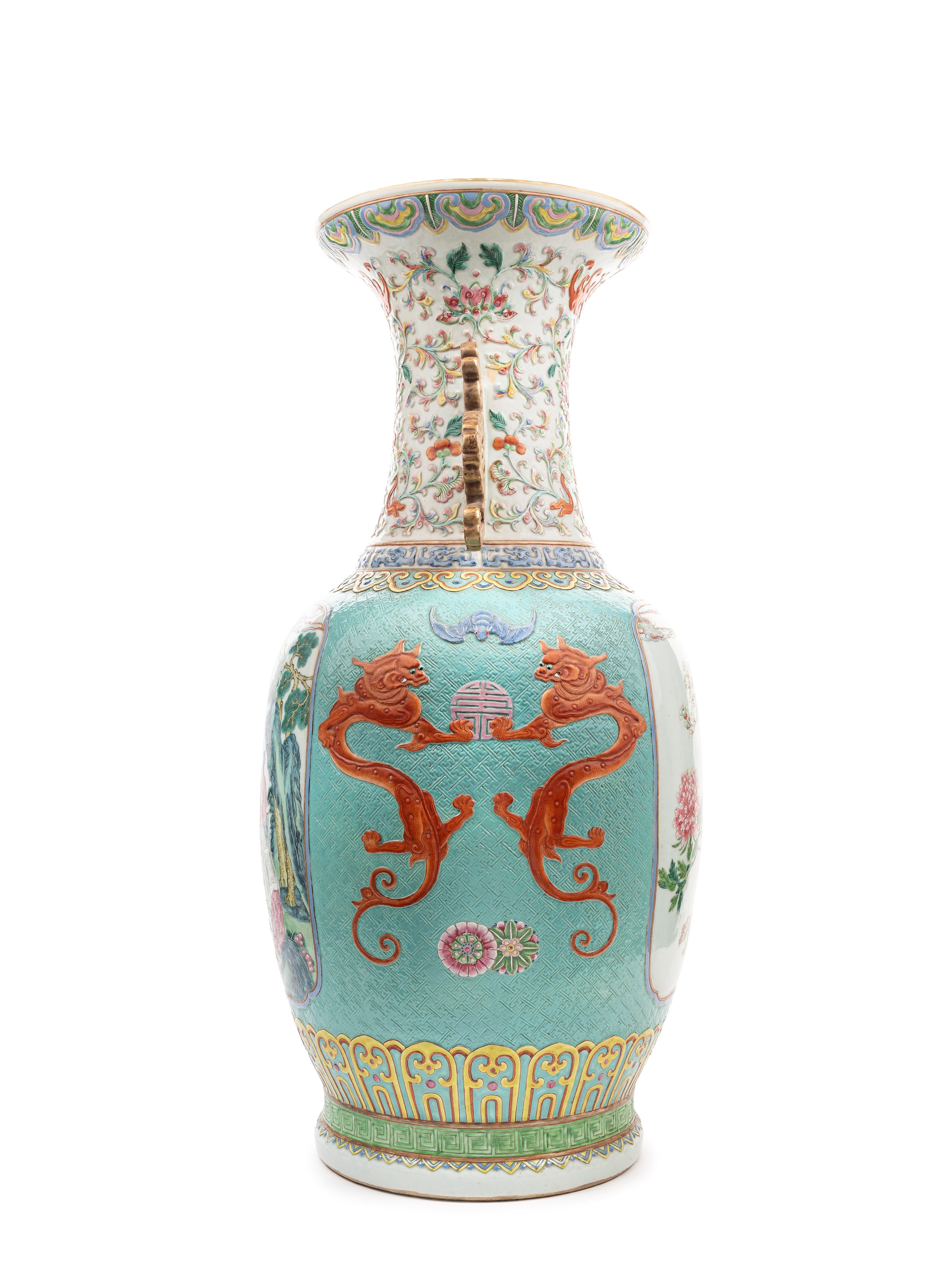 GRANDE E RARO VASO IN PORCELLANA FAMIGLIA ROSA