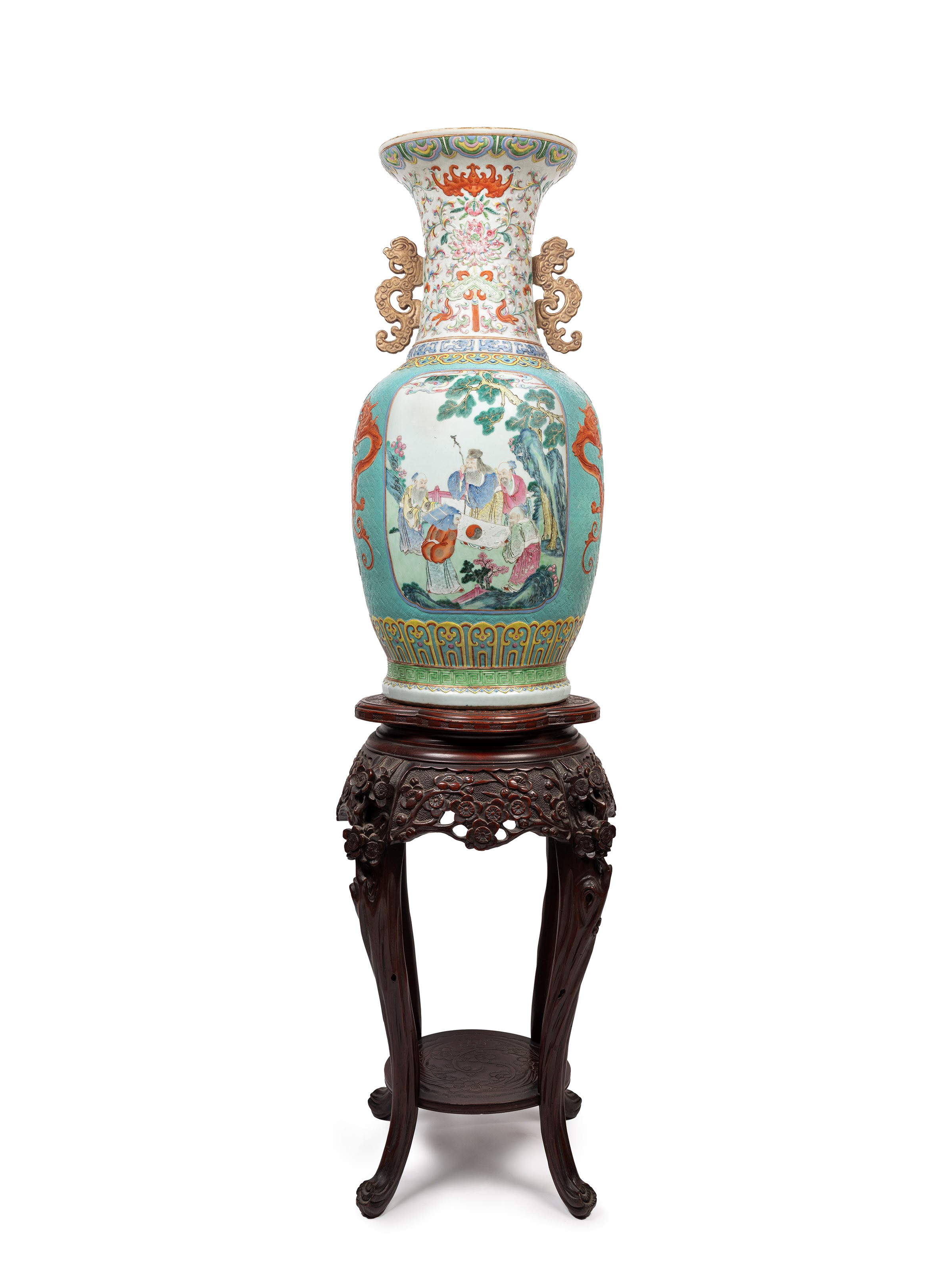 GRANDE E RARO VASO IN PORCELLANA FAMIGLIA ROSA