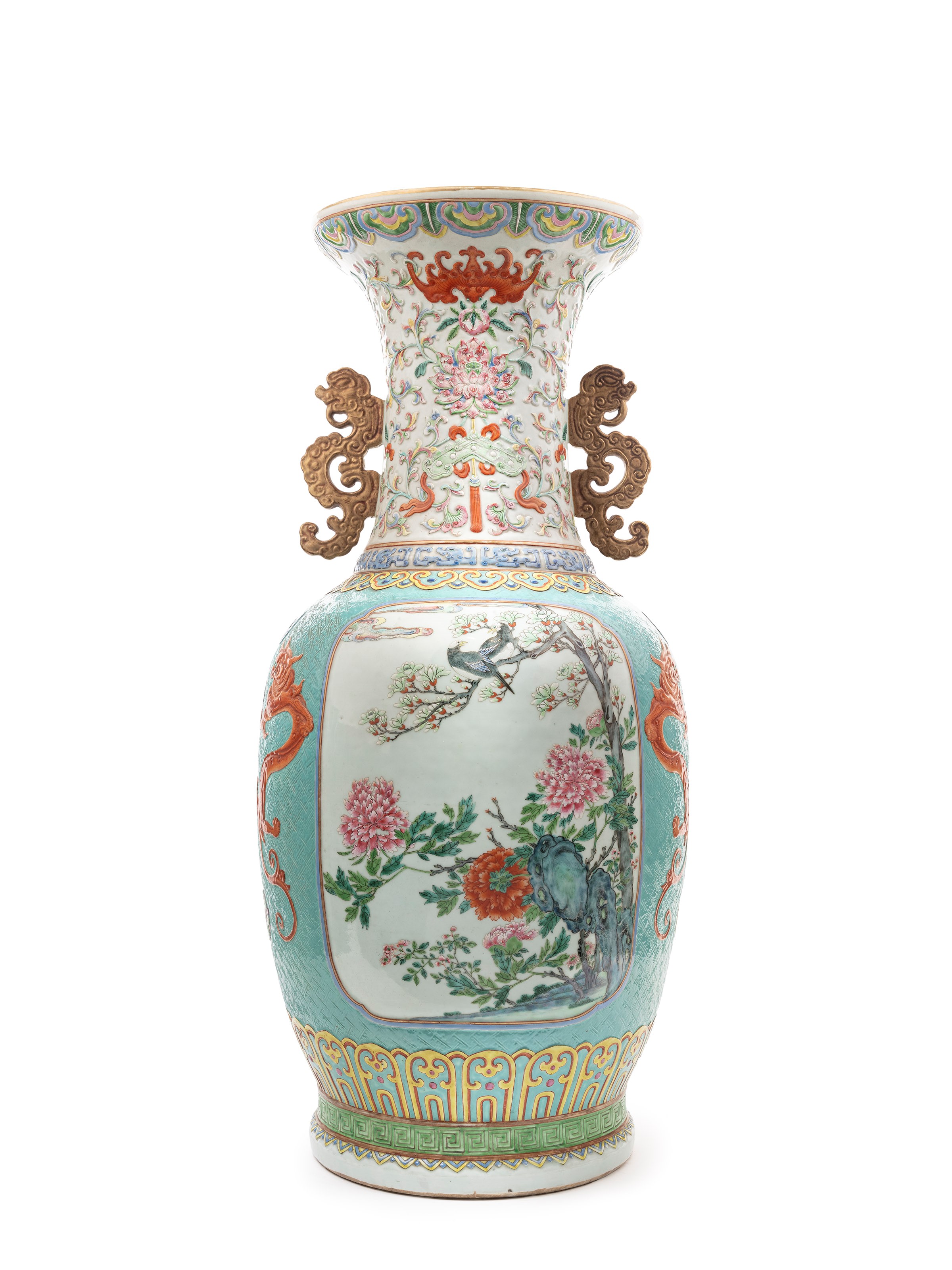 GRANDE E RARO VASO IN PORCELLANA FAMIGLIA ROSA