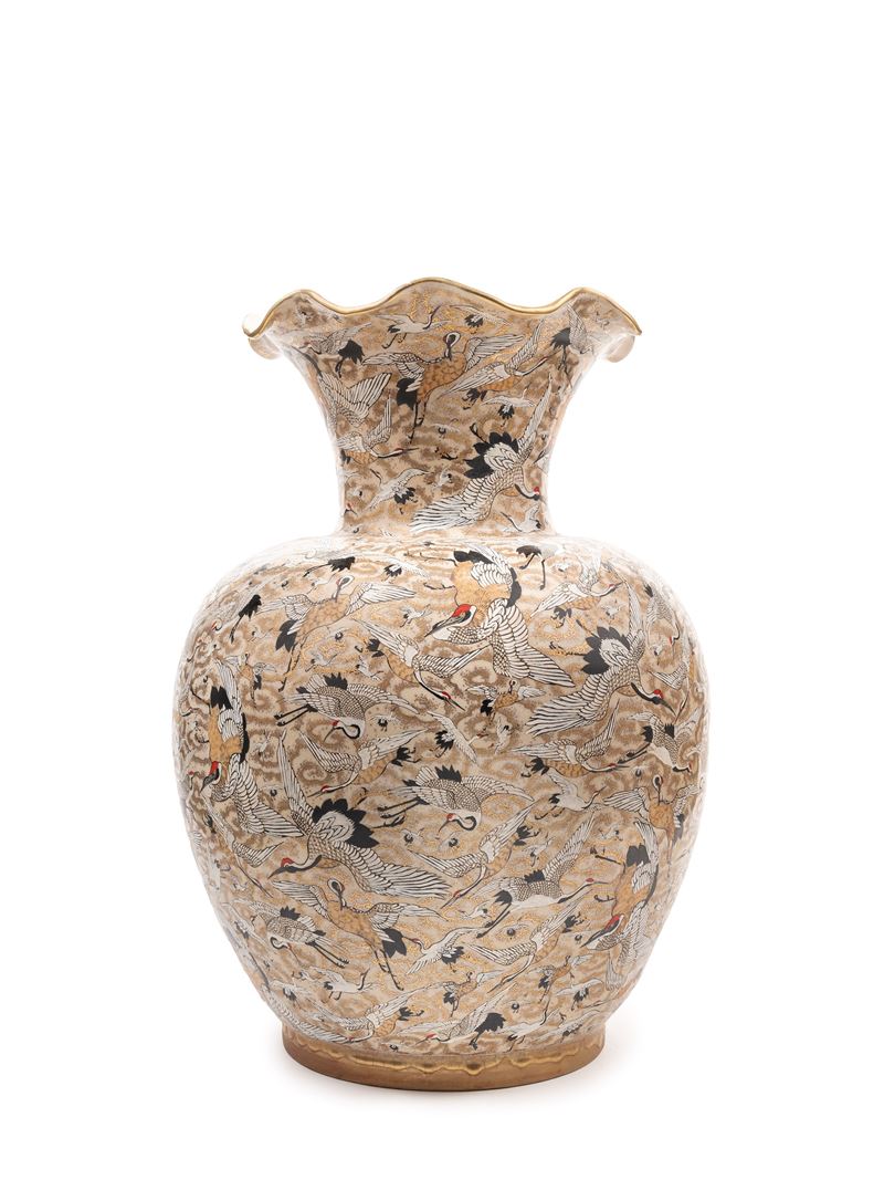 Grande vaso Satsuma 'Mille Gru', ceramica, Giappone, periodo Meiji (1868-1912)