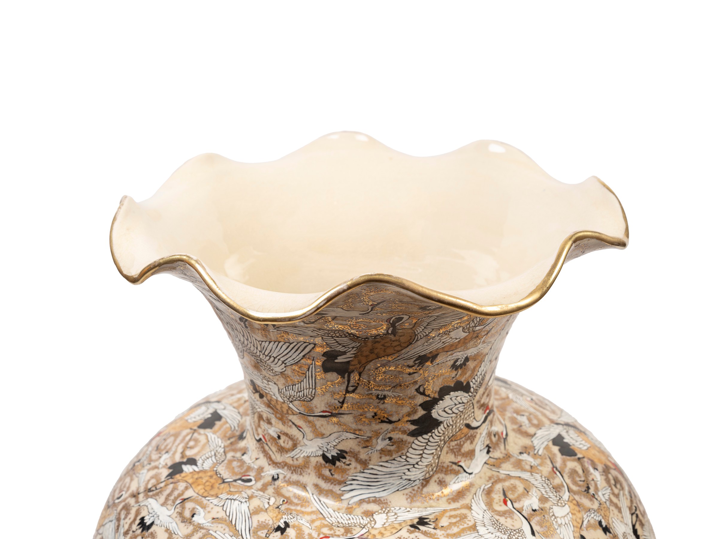 Grande vaso Satsuma 'Mille Gru', ceramica, Giappone, periodo Meiji (1868-1912)
