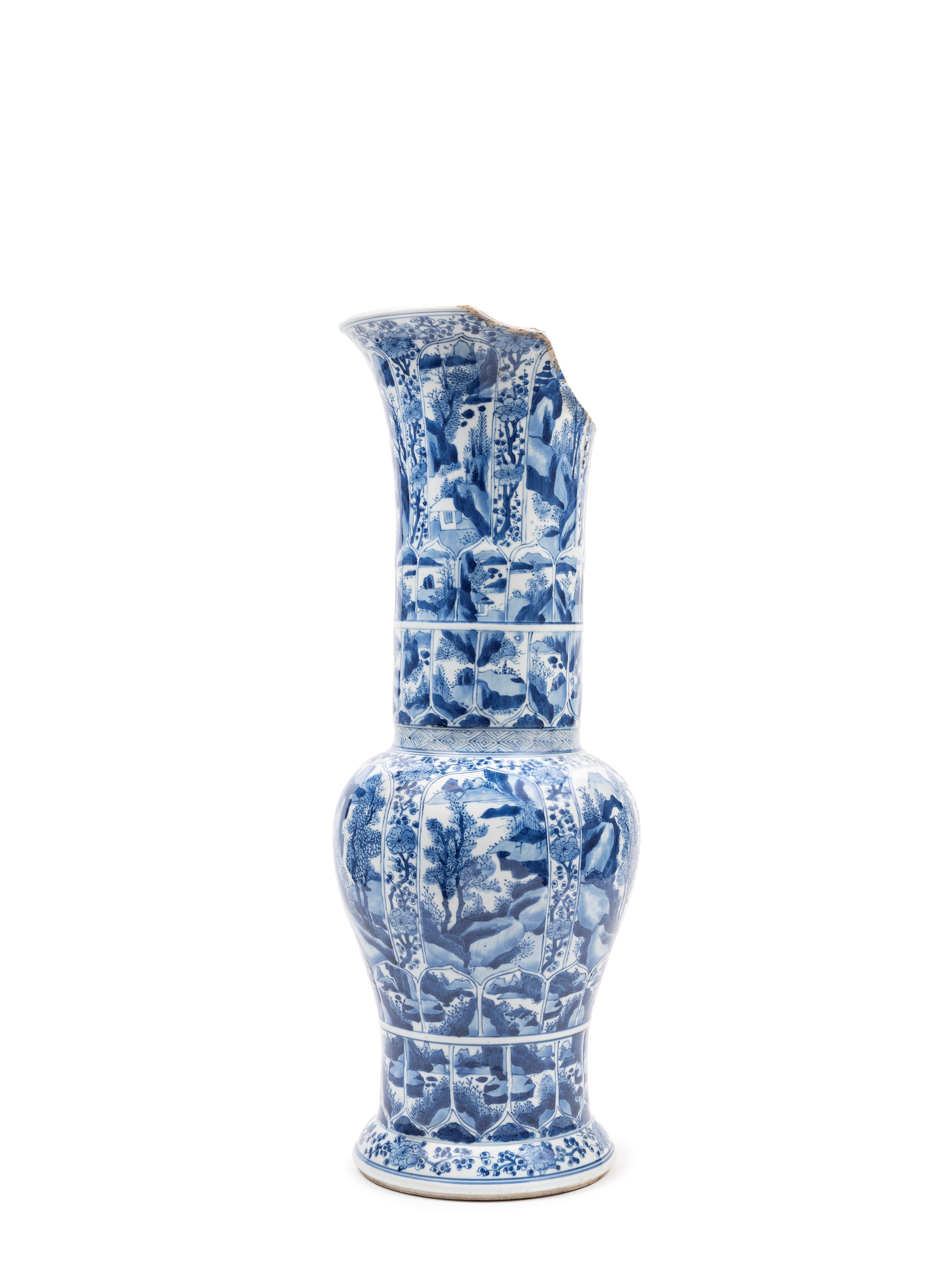 VASO "A CODA DI FENICE" IN PORCELLANA BIANCA E BLU
