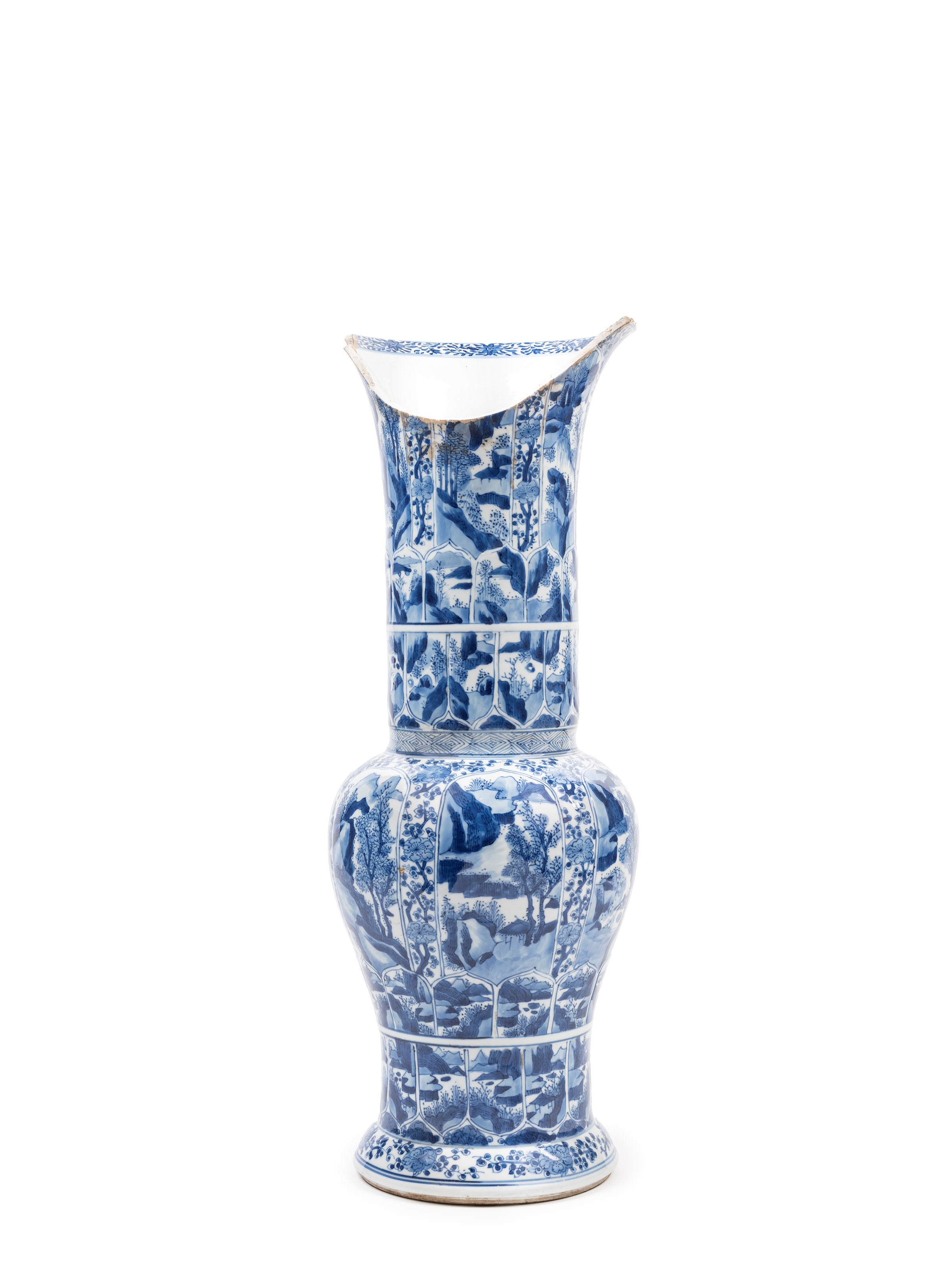 VASO "A CODA DI FENICE" IN PORCELLANA BIANCA E BLU