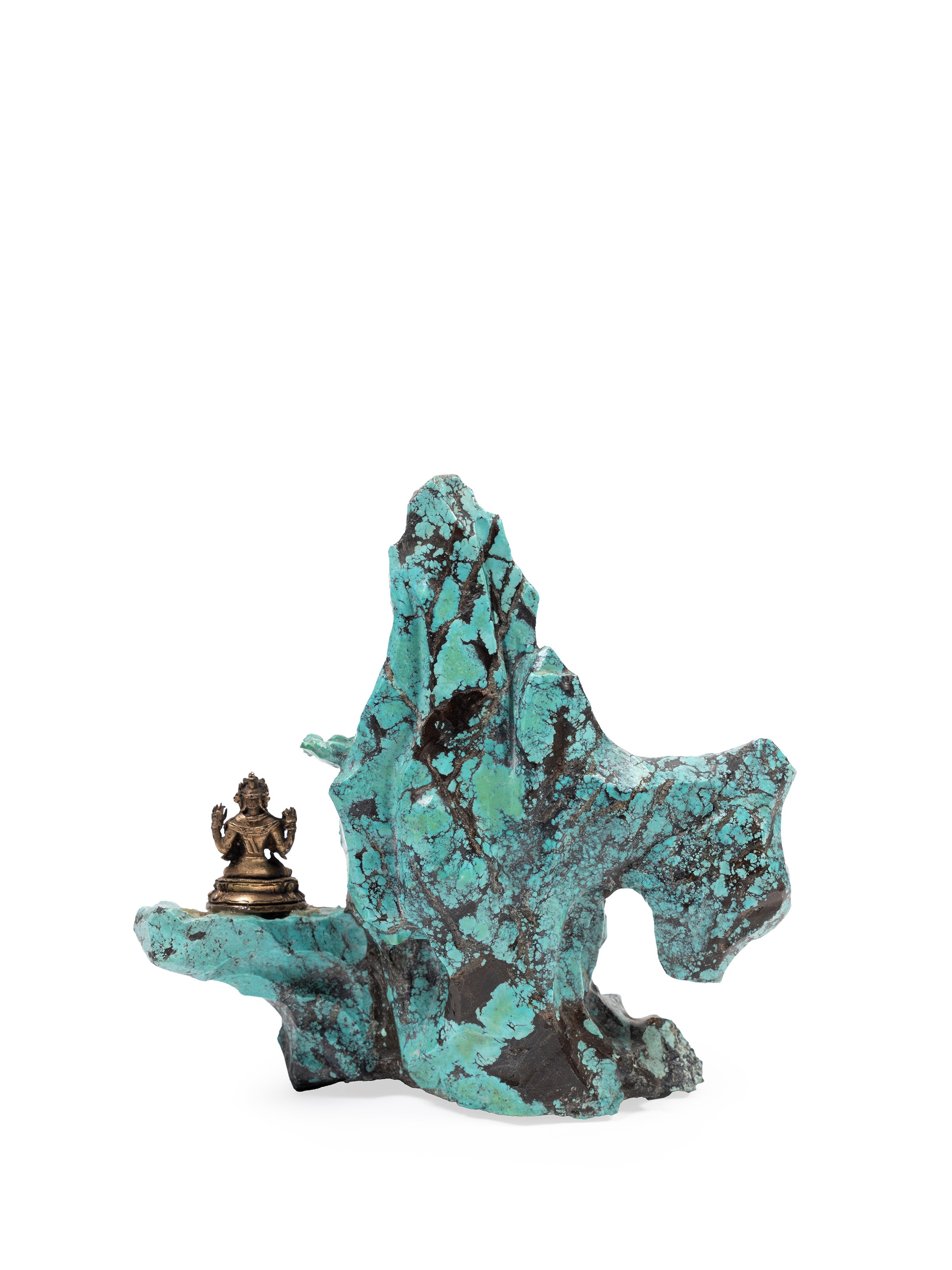 Scultura in turchese, Montagna sacra con figura di Avalokiteshvara, Cina, dinastia Qing, XIX seco...