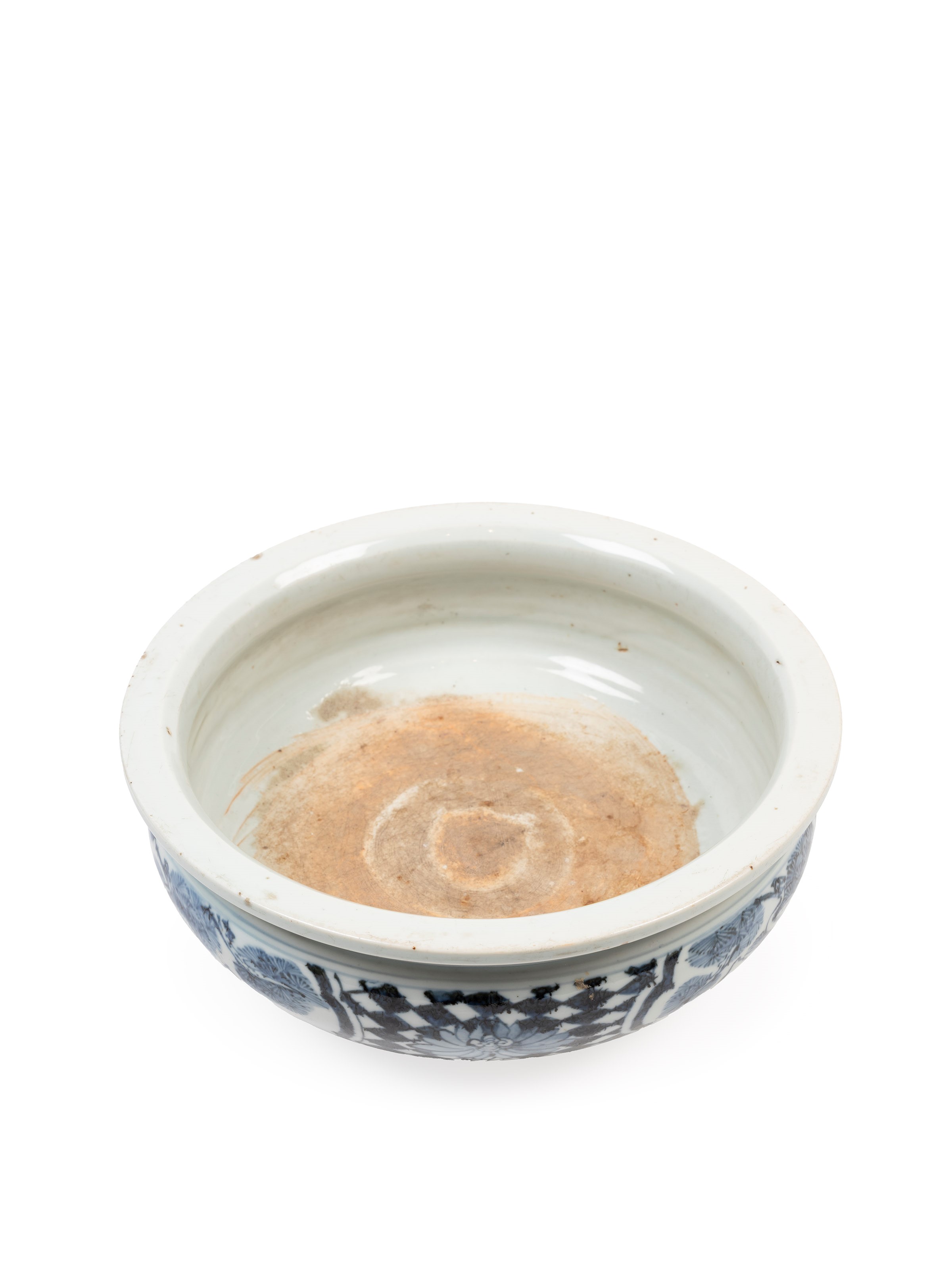 INCENSIERE TRIPODE IN PORCELLANA BIANCA E BLU