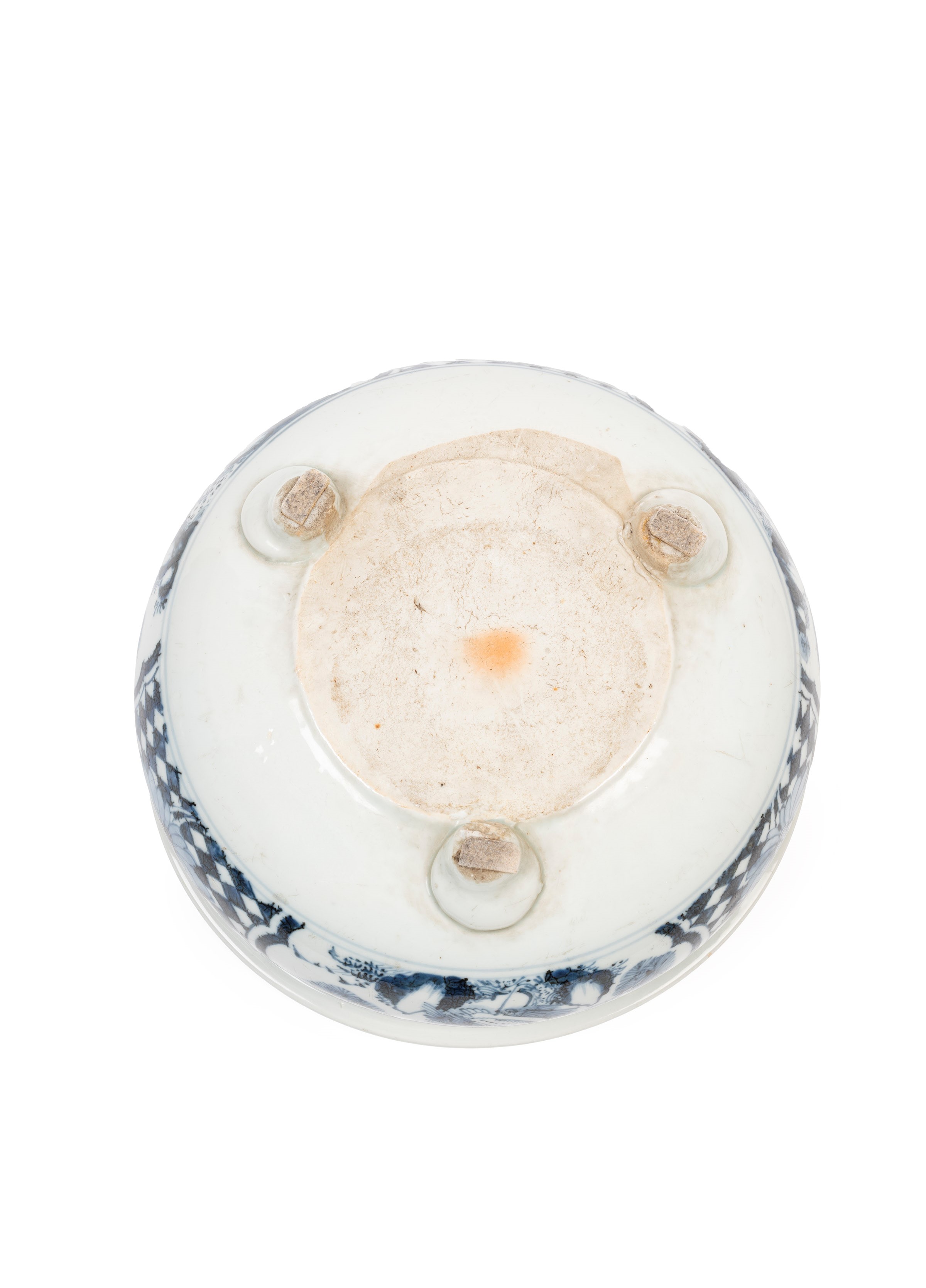 INCENSIERE TRIPODE IN PORCELLANA BIANCA E BLU