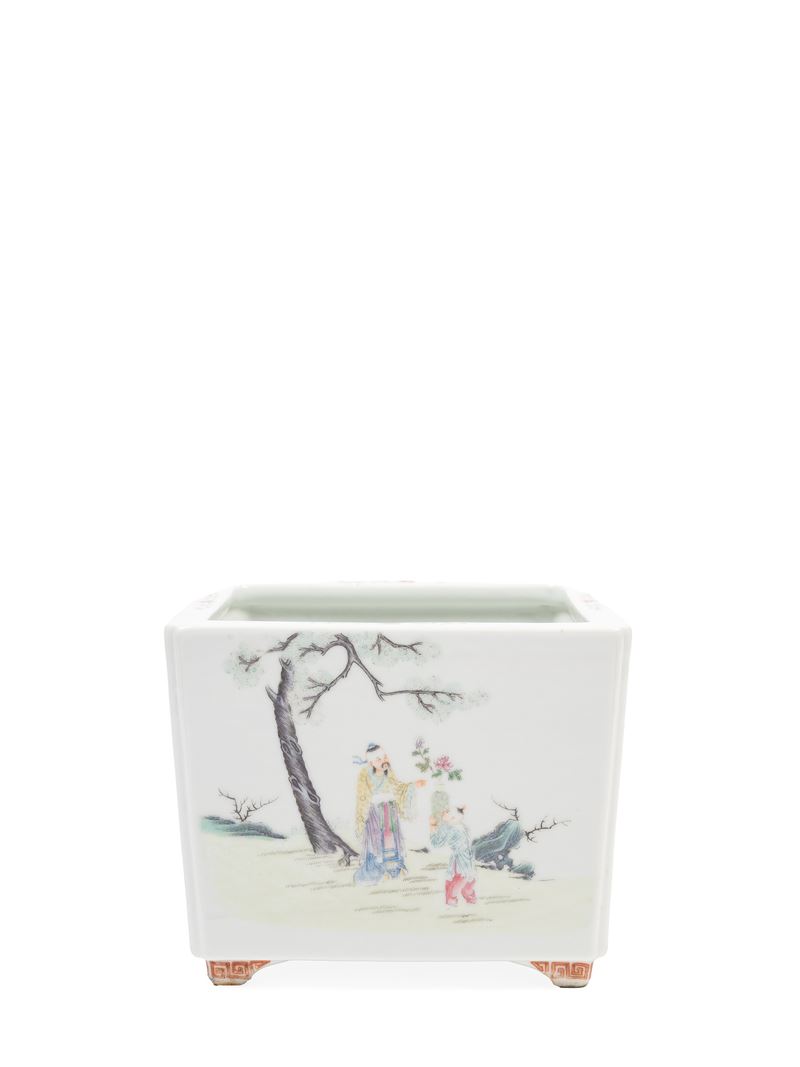 JARDINIERE IN PORCELLANA FAMIGLIA ROSA