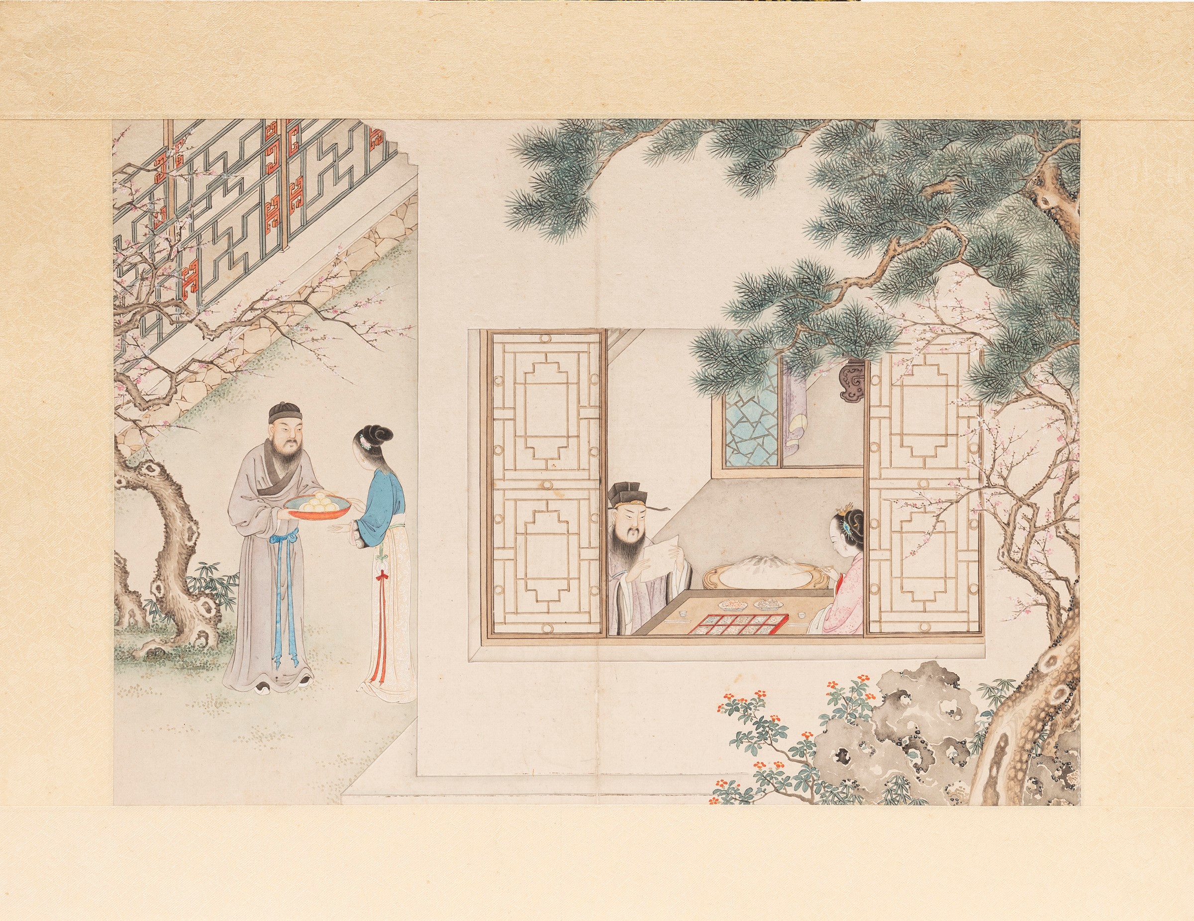 Sette opere su seta, Cina, dinastia Qing (1644-1911)