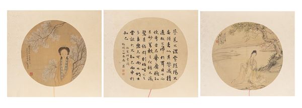 THREE PAINTING ON SILK
