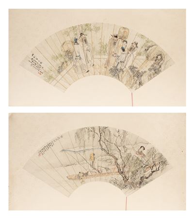 Due ventagli dipinti, Cina, dinastia Qing (1644-1911), dimensioni variabili
